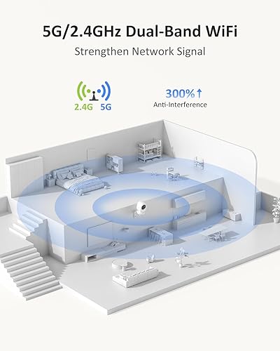Miniatura 8 de ANNKE Cámara de seguridad para interiores de 3.5K 360 Pan-Tilt, 2.4 y 5 GHz, cámara WiFi de 6 MP para mascotasperrosbebé con aplicación de teléfono,