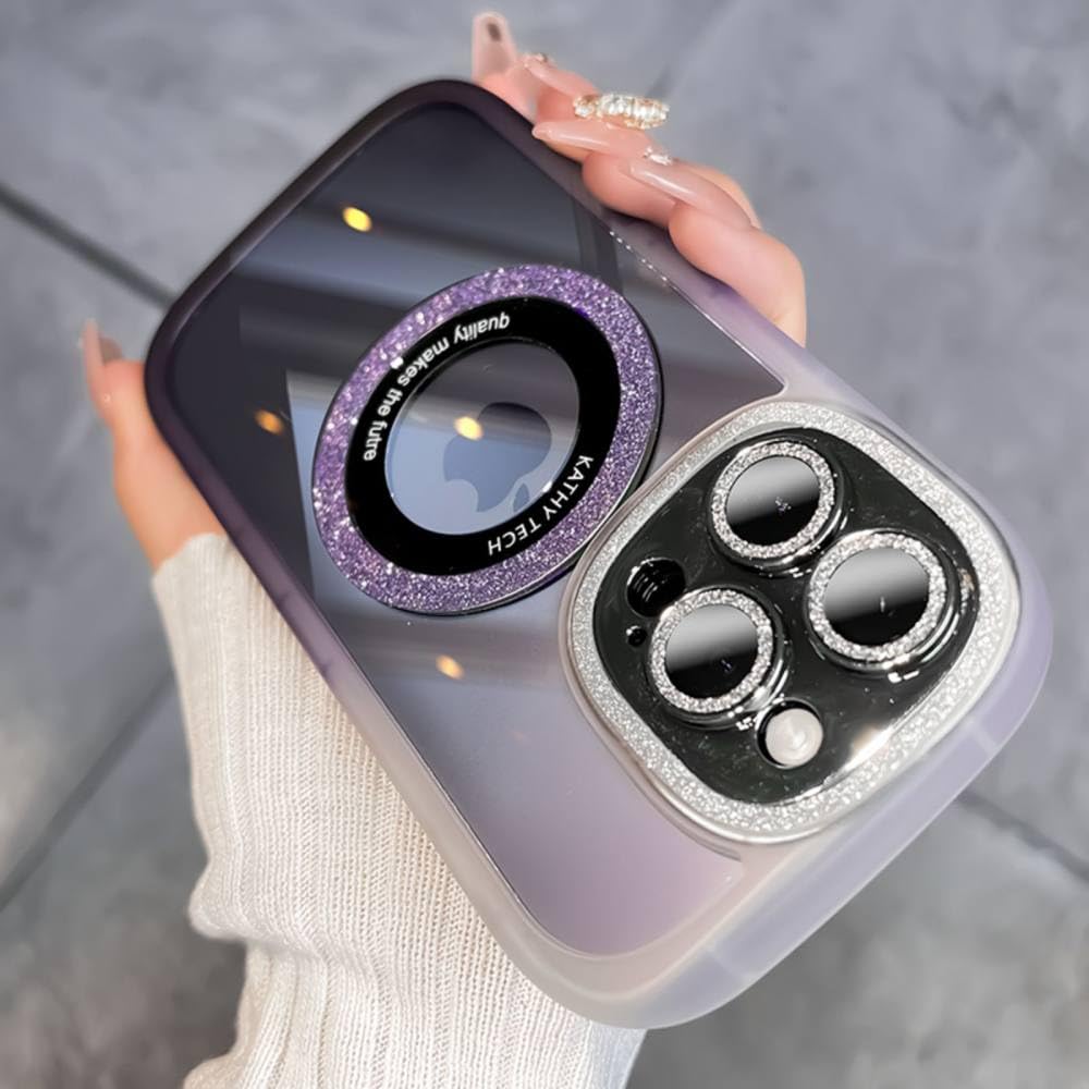 Coque magnétique iPhone 14 Pro Max transparente violette avec couvre-objectif intégré - 8