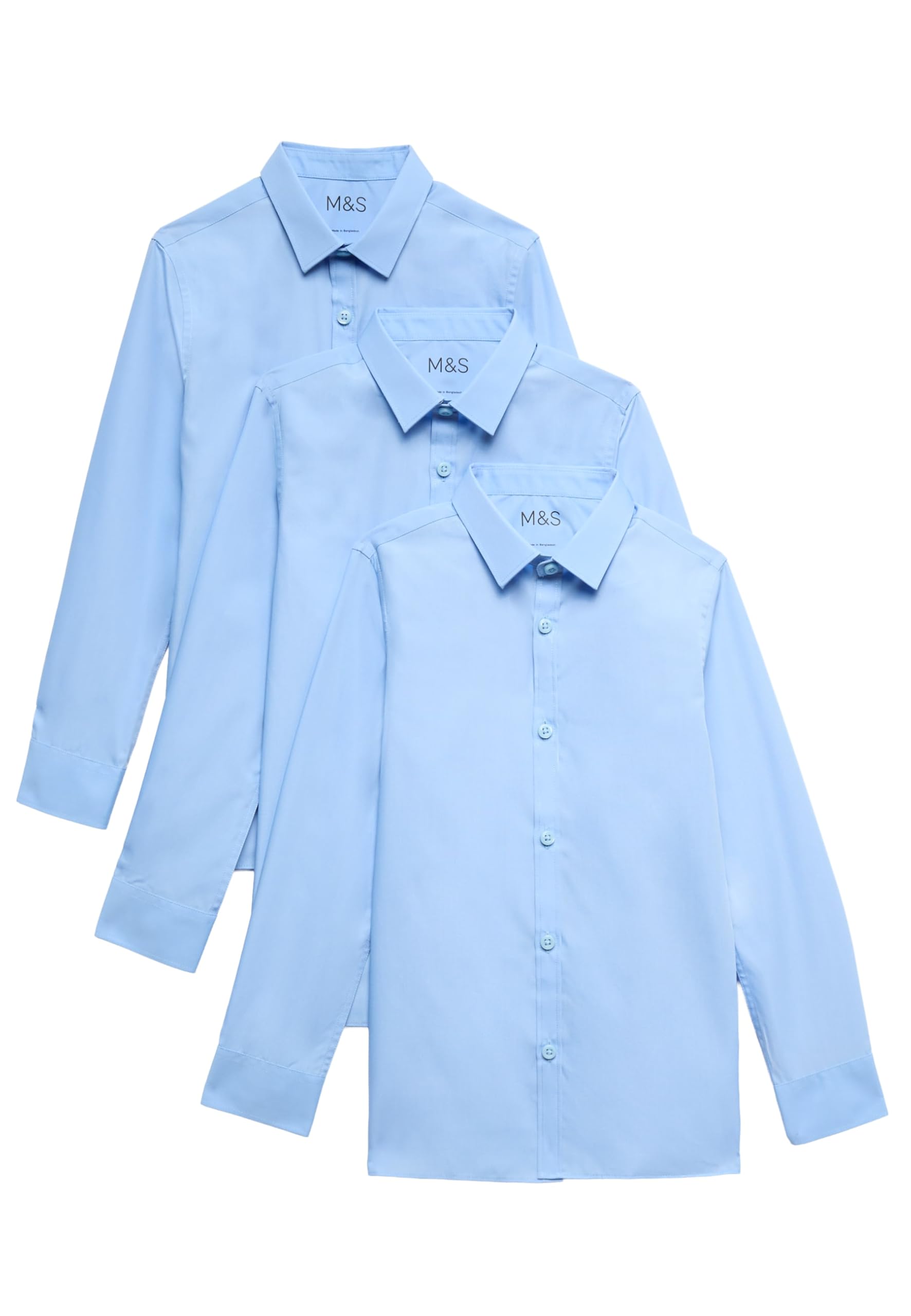 Marks & Spencer Lot de 3 Chemises garçon Coupe Slim Repassage Facile, idéales pour l’école (du 2 au 16 Ans)