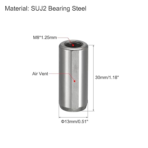 Miniatura 2 de uxcell M8 Pasador de rosca interna 0.512x1.181 in Chaflanado ranura de escape plana Pin cilíndrico Cama Estantería Dispositivos metálicos Pines