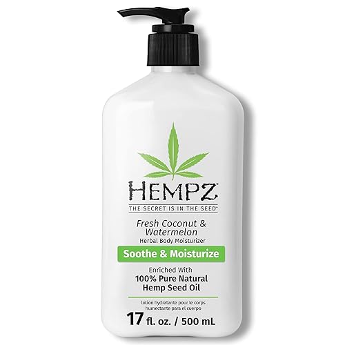 Hempz Body Lotion - Fresh Coconut & Watermelon Daily Moisturizing Cream, Shea Butter Body Moisturizer - Skin Care Products, Hemp Seed Oil - Large - Coconut & Watermelon - 17 Fl Oz (Pack of 1)