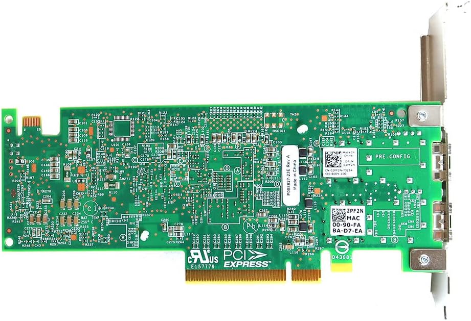 Emulex Dual Port 10GBE SFP+ PCI-Express 3.0 x8 Low Profile Converged Network Adapter Interface Card 2PF2N 02PF2N CN-02PF2N Compatible Replacement Spare Part for Dell PowerEdge Series