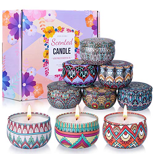 OFUN Lot de 9 Pieces Bougie Parfumées, Durée Totale de Combustion 160 Heures pour L'aromathérapie,Mariage,Bath,Yoga,Cadeau de Fête des Mères et La Saint-Valentin