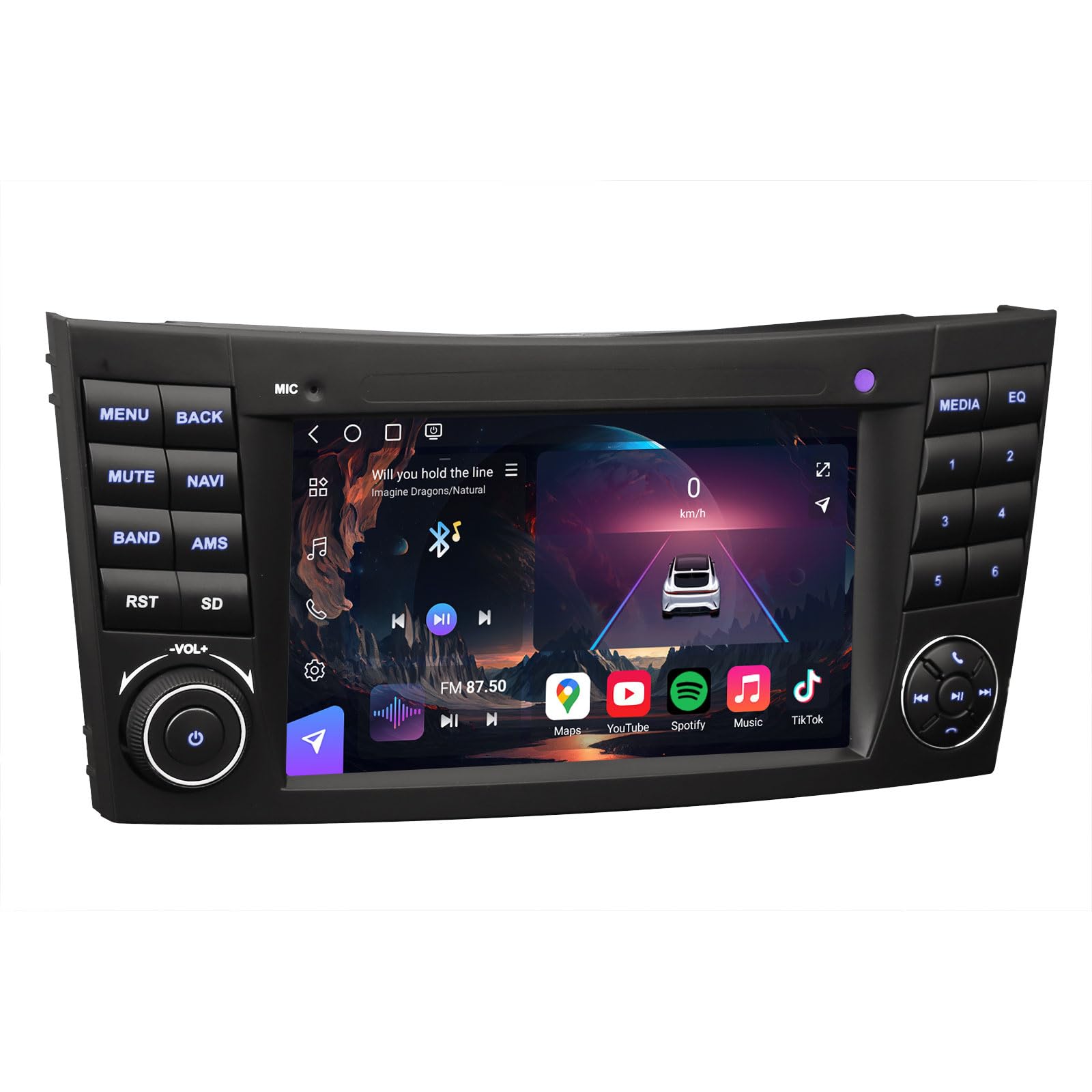 Qualcomm Android 16 Radio Coche para Mercedes Clase E W211 Clase CLS W219 | 8-Núcleo 8GB+128GB 7 Pulgadas Pantalla IPS GPS Navegador Bluetooth 5,1 CarPlay Android Auto WiFi 4G DAB+ FM RDS DSP Canbus