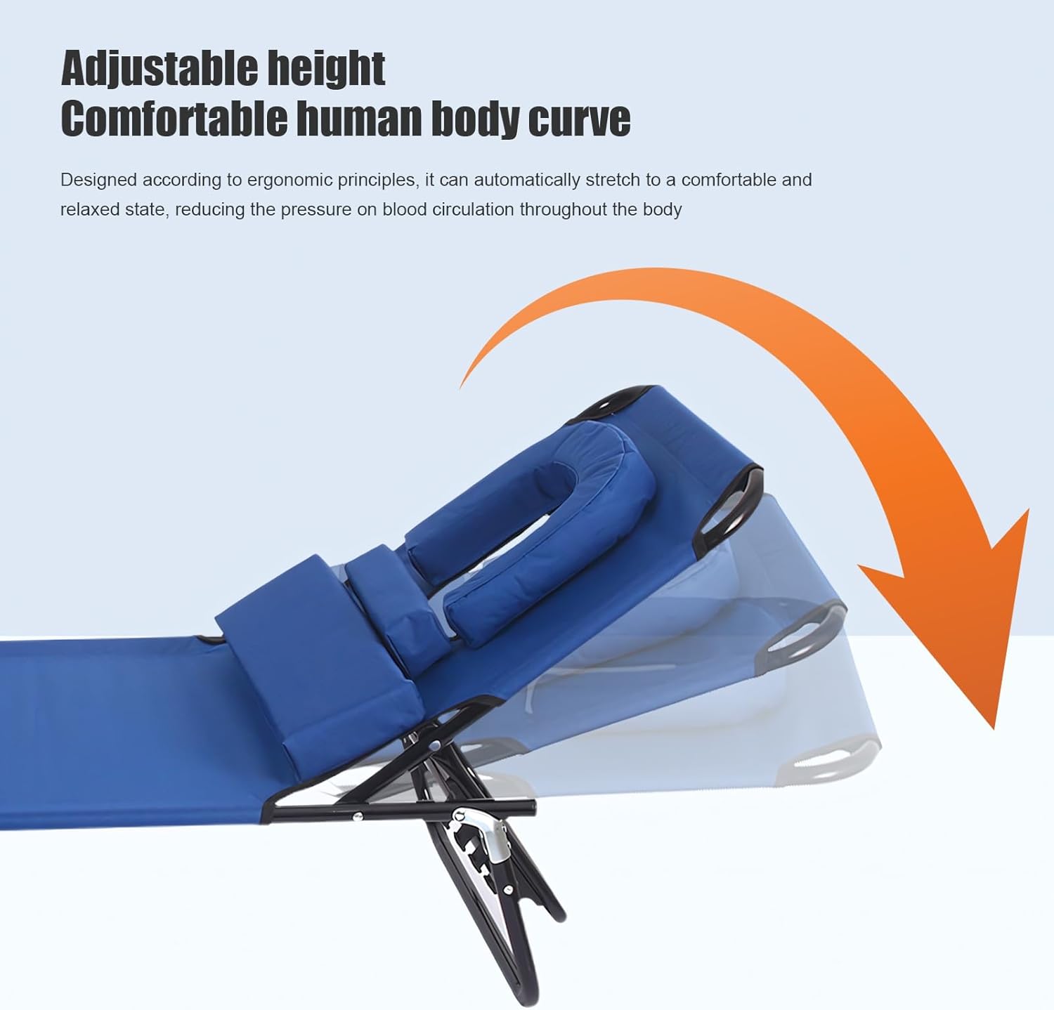 Foldable Outdoor Lounge Chair with Face Hole, Folding Outside Lay Flat Face Down Tanning Chair with Arm Hole, Head Rest Pillow, for Reading Beach Poolside Patio Sunbathing Lawn Camping, 300 LBS Grey