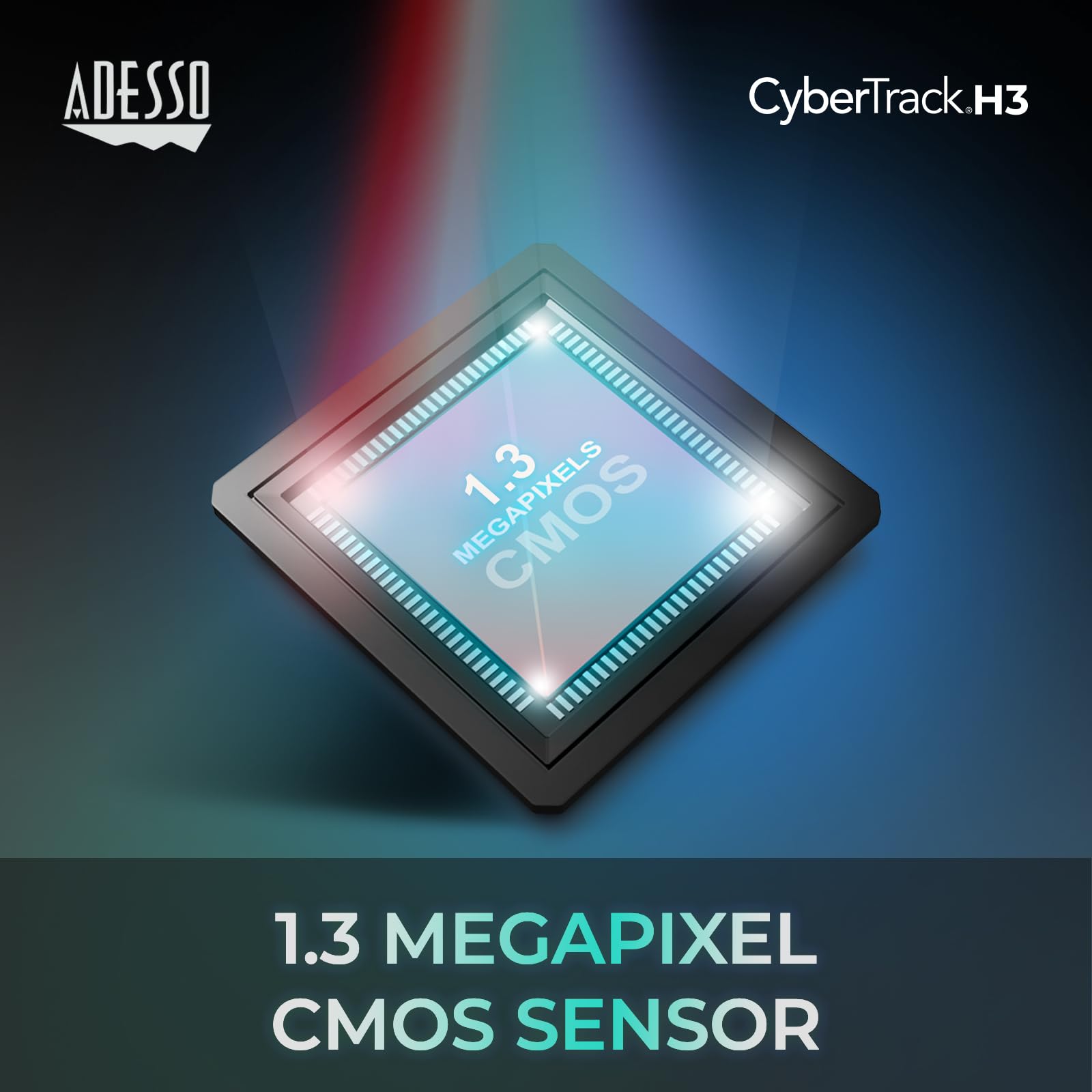 ADESSO CyberTrack H3, cámara Web HD de 720p, micrófono Integrado, USB 2.0, resolución de Video HD de 720p, Sensor CMOS de 1.3 MP, Compatible con Zoom, Skype, Windows 10/8/7/Vista, Mac OS X 10.6
