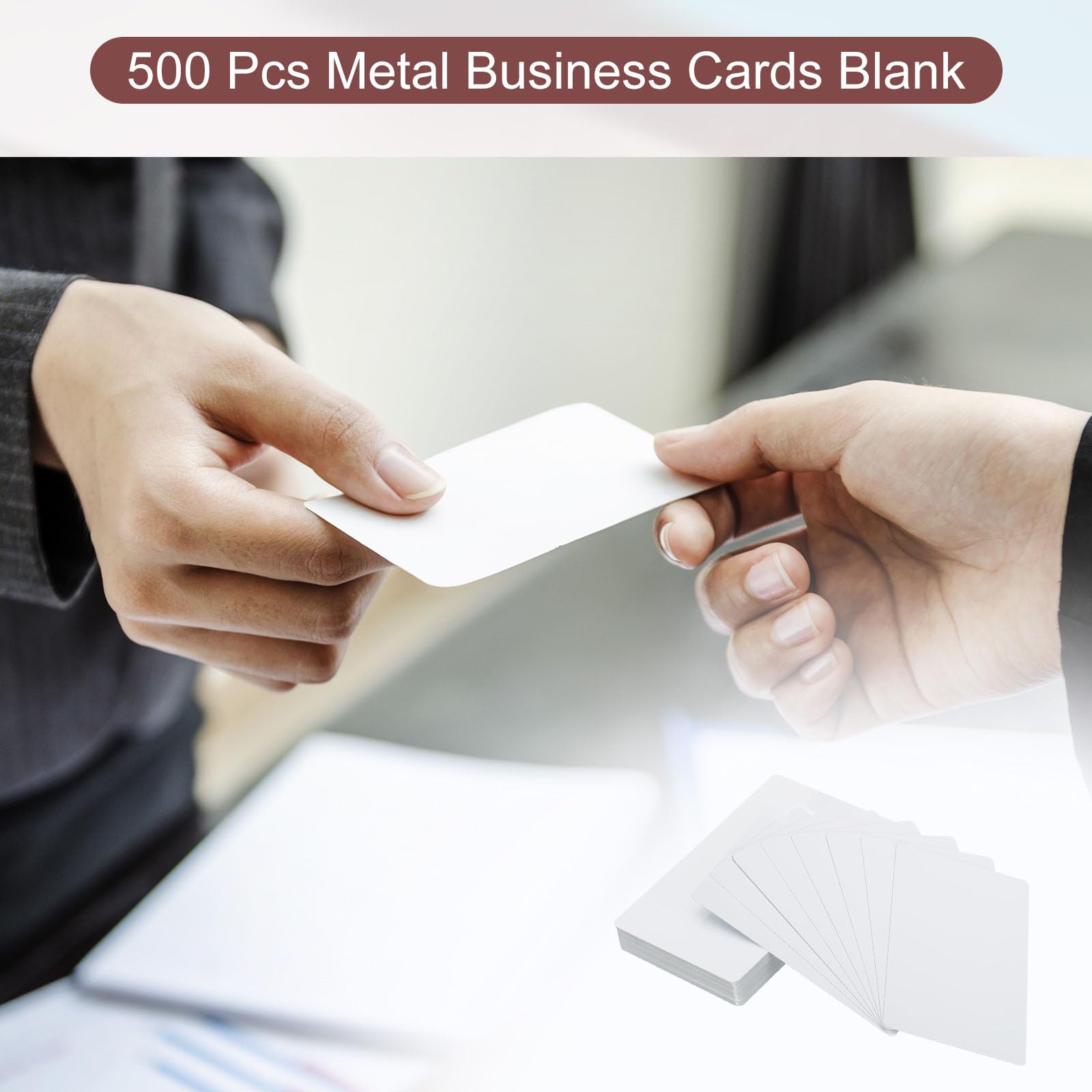 PATIKIL 500pz Sublimazione Metallo Biglietti Visita Vuoto, 0.22mm Spessore 3.4x2.1 Pollici Alluminio Stampabile Nome Carta per Personalizzato Fai da Te Stampa, Bianco