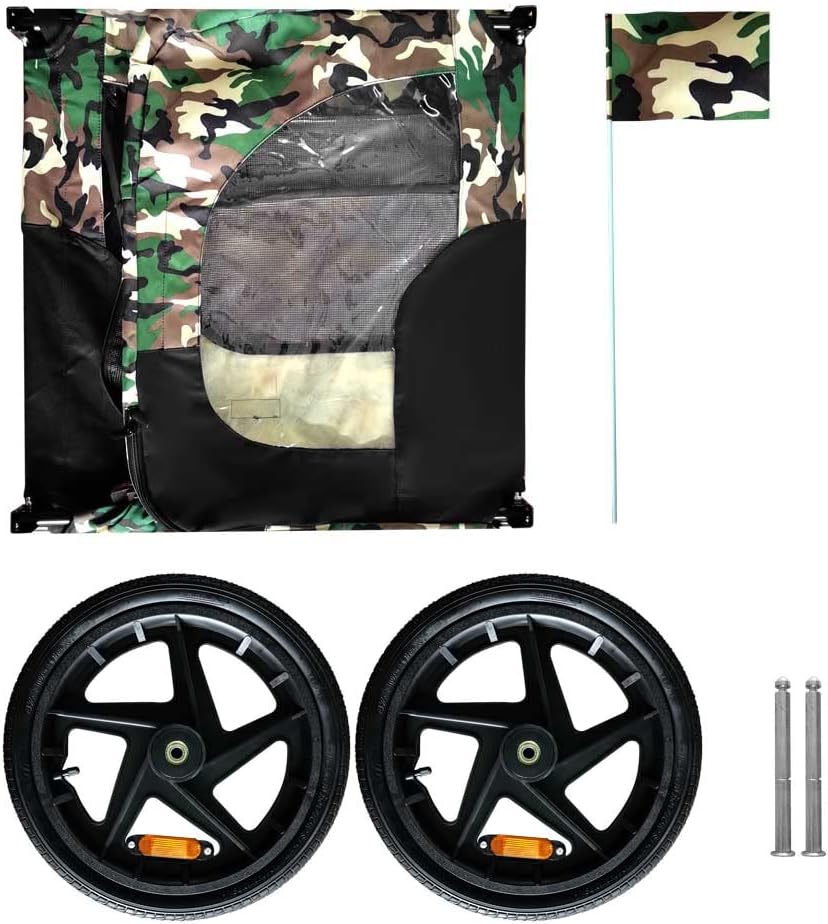 Pet Bicycle Trailer for Small Dogs Cats, Outdoor Foldable Dog Trailer with Reflectors and Safety Flag, Red