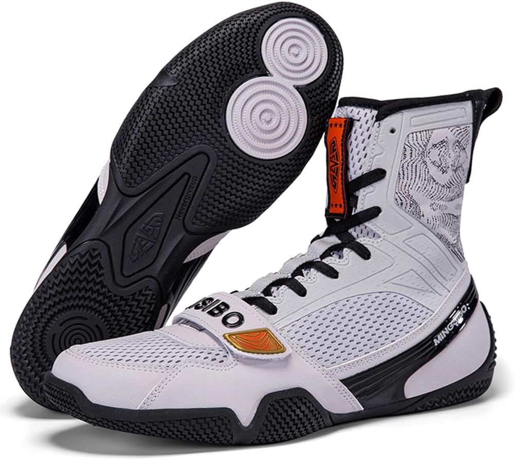 Men's Wrestling Boots High Top Breathable Boxing Shoes Lightweight Non-Slip Fitness Sneakers Adult Weightlifting Powerlifting Training