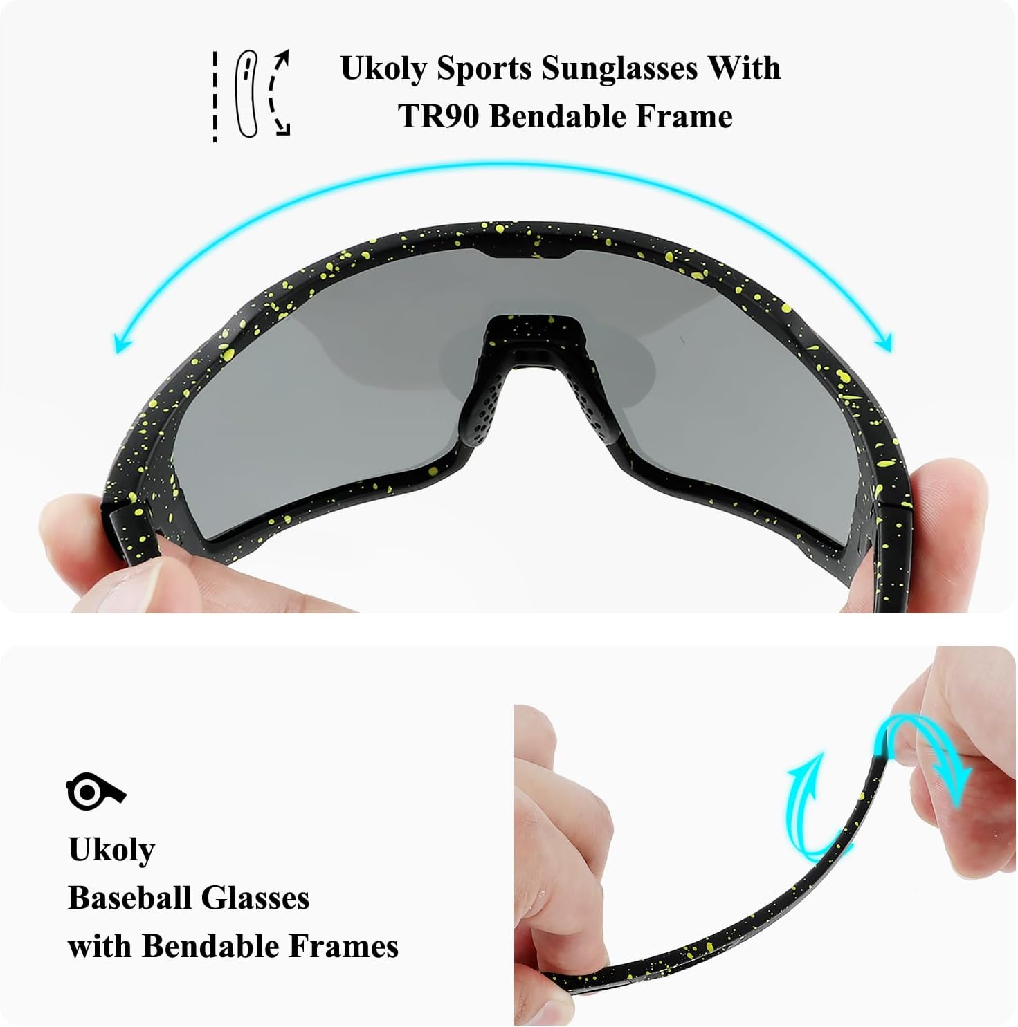 Ukoly Cycling Glasses Running Baseball Fishing Golf Sunglasses For Men Women,Sports Sunglasses HD Lens UV400coating 620 - Image 7