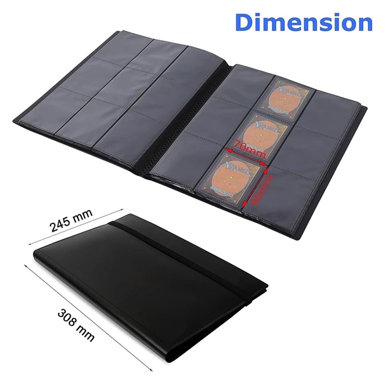 Estuche portátil para Tarjetas coleccionables, con 9 Compartimentos y Capacidad para 360 Tarjetas (Negro, 30,8 x 24,5 cm)