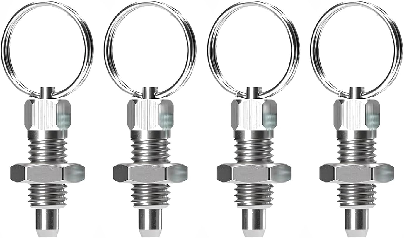 Compatible with 4 Pcs M12 Stainless Steel Spring Plunger Hand-Retractable Manual Reset Knob with Pull Ring Tool (M8)