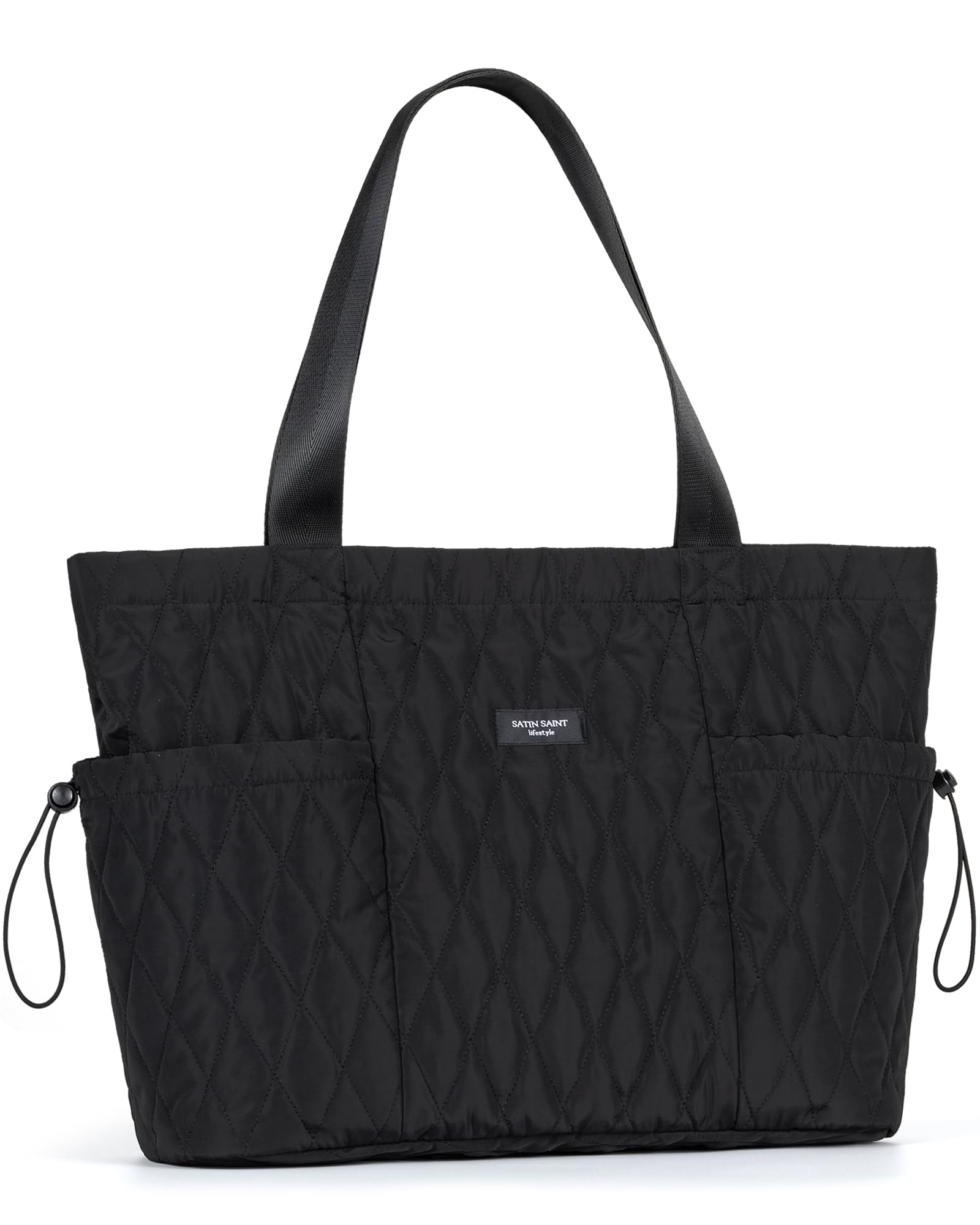 SATIN SAINT Tote Bag For Women with Side Pockets, 16L Causal Shoulder Tote with Side-Cinch, Quilted Lightweight Travel Tote for College, Office, Work, Gym, Grocery