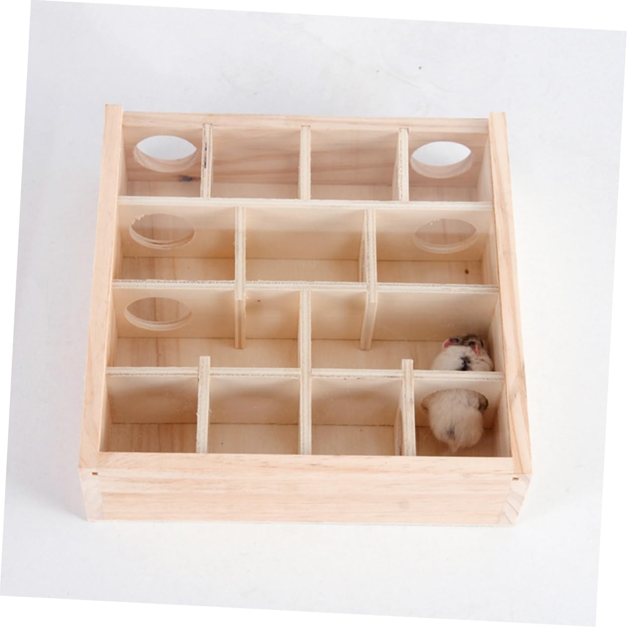 ibasenice Hamster Holzlabyrinth mit Glasabdeckung, Spielzeug für Kleintiere