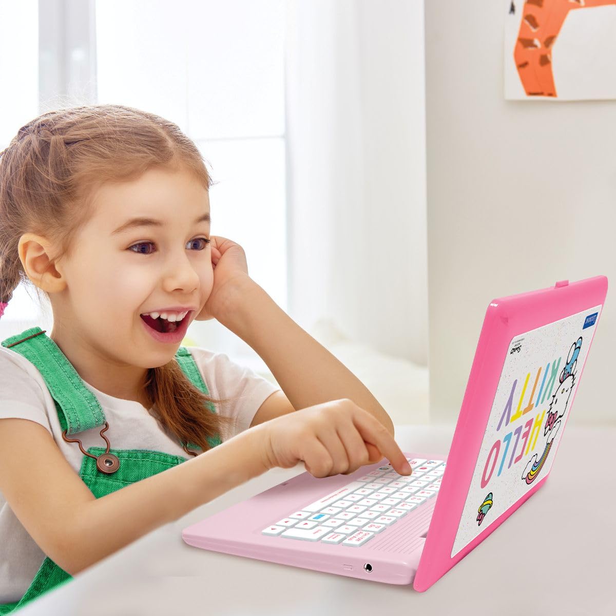 Lexibook, Hello Kitty JC598HKi3LXB Ordinateur Portable éducatif bilingue Anglais/Allemand, 164 activités : Langue, écriture, mathématiques, logique, Musique et Jeux pour garçons et Filles