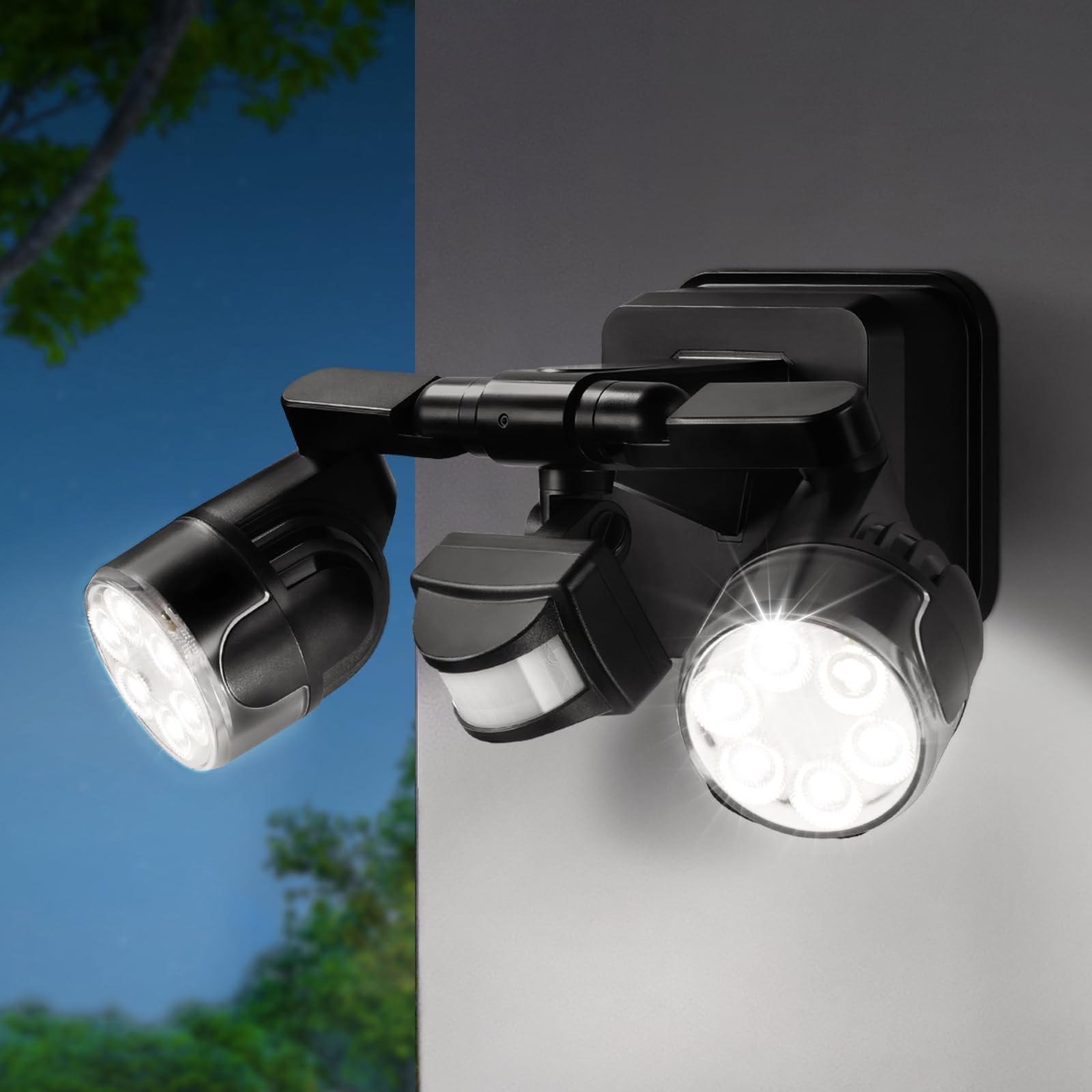 OREiN Motion Sensor Outdoor Lights, 450° Superwide Adjustment Dimmable Dusk to Dawn Flood Lights Outdoor, 5000K 20W=200W 2500LM Motion Lights for Outside LED Security Lights, IP65, Black (Hardwired)
