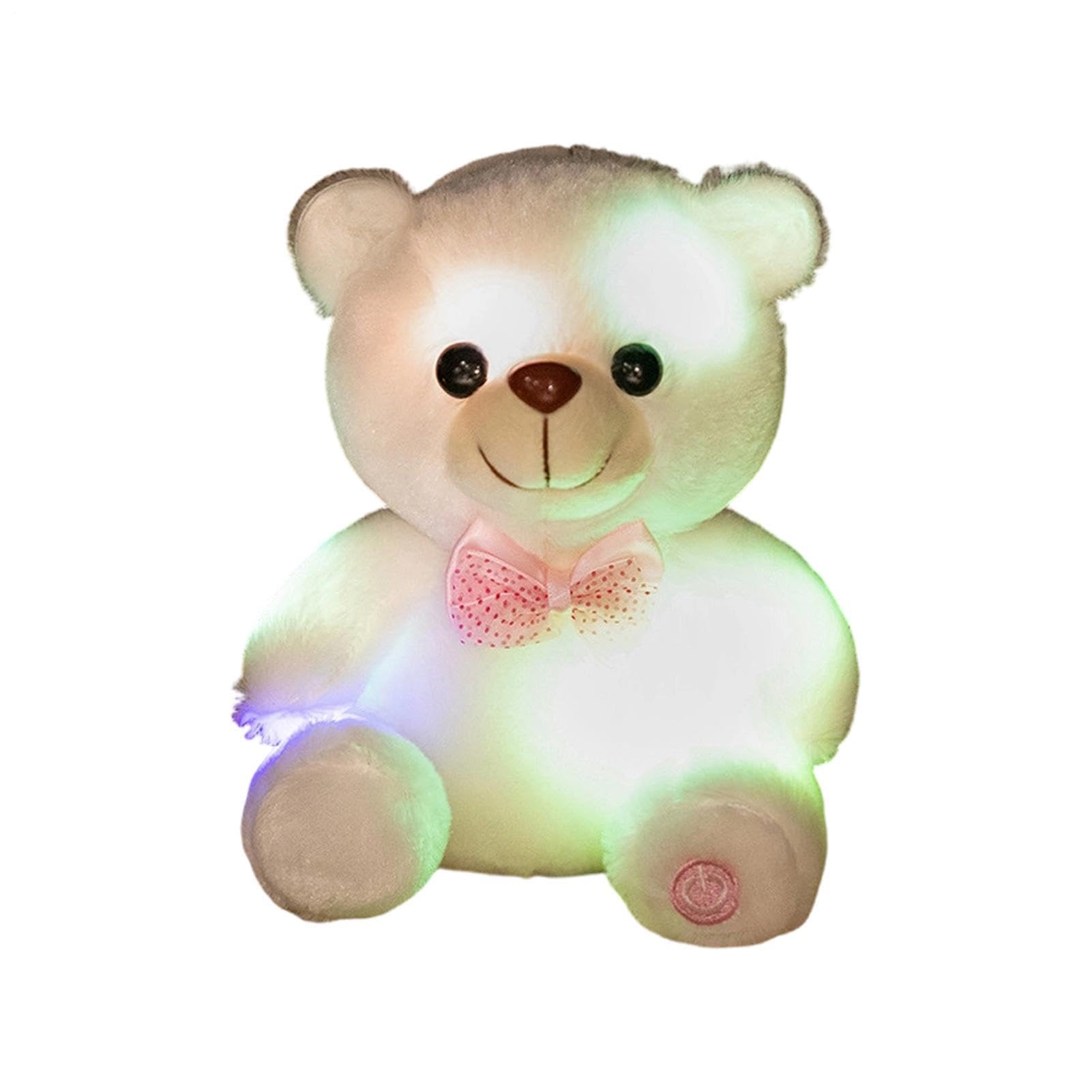 Yqooup Light Up Plush | 8 Inch Glowing Bear Cuddly Doll - Colorful LED Bowknot Bear Glowing Plush | for Boys Girls Sofa Nursery Office Home Living Room Bedroom