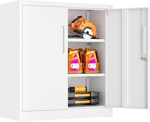 Miniatura 10 de INTERGREAT Armarios de almacenamiento de metal con cerradura, gabinete de almacenamiento de oficina con cerradura de 36 pulgadas con 2 puertas y 2