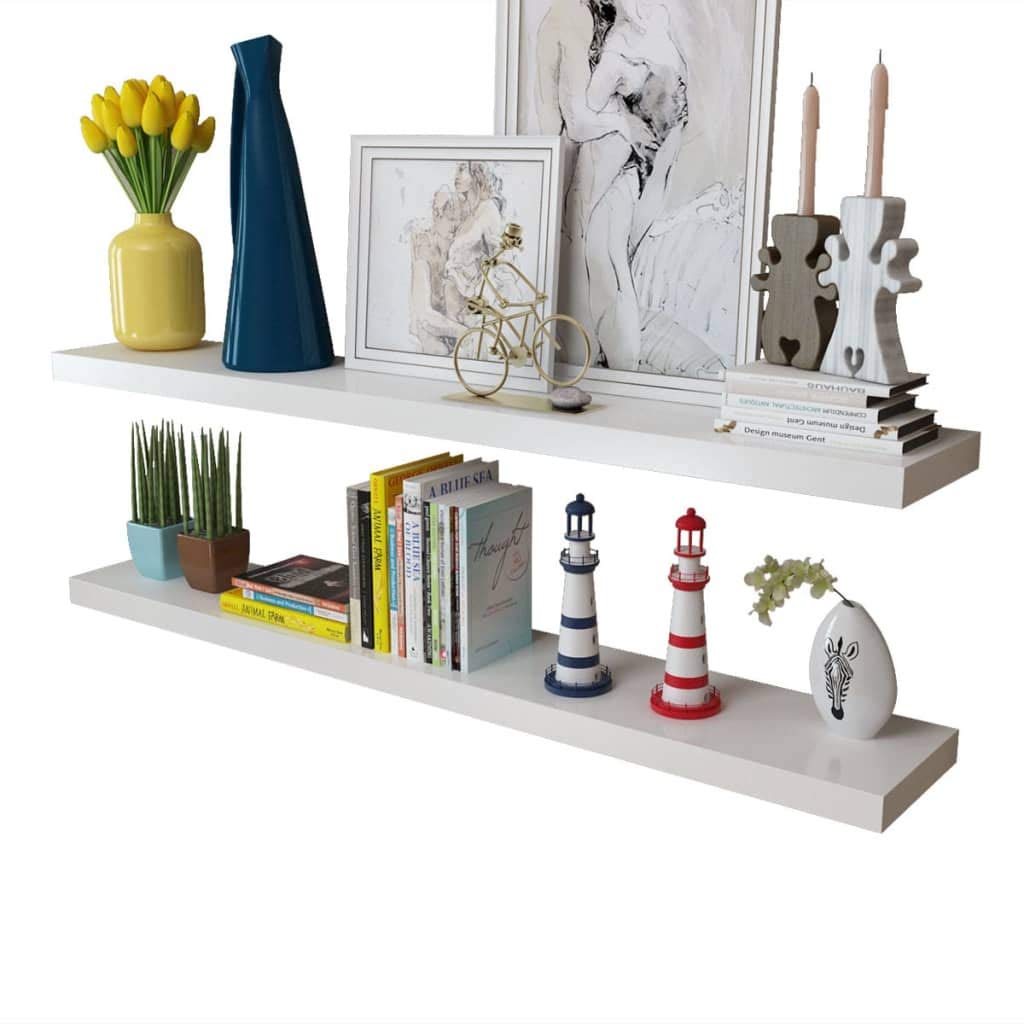 Półki ścienne 4 szt. biała płyta MDF 120 x 20 x 3,8 cm regał wiszący z niewidocznym systemem montażowym półka na książki, biżuterię, przedmioty kolekcjonerskie, regał wiszący do salonu, biura