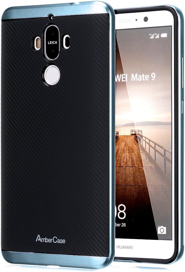 AmberCase Huawei Mate 9 Case with Resilient Shock Absorption Premium Hybrid TPU Slim Flexible Case Cover for Huawei Mate 9 (2016) (Black & Gray)