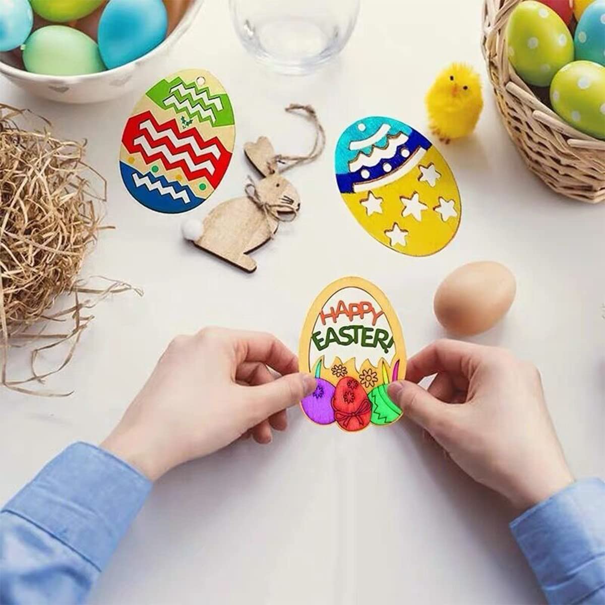 Amscan – Set Di 13 Accessori Per Foto Di Pasqua Con Orecchie Da Coniglio E Uova Colorate, Ideale Per Photobooth E Feste, Cartoncino Divertente - 2