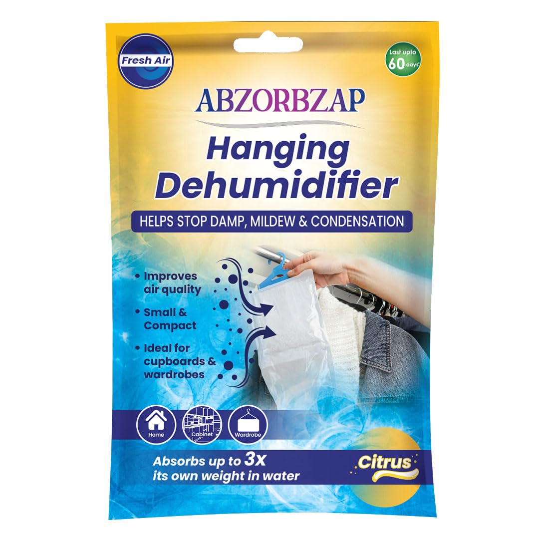 hanging Dehumidifier Citrus 220 gm Sachet| Dehumidifier for Bags, Suitcases & Drawers | Protects against Moisture, Mold, Fungus & Bad Odor | Citrus fragrance |