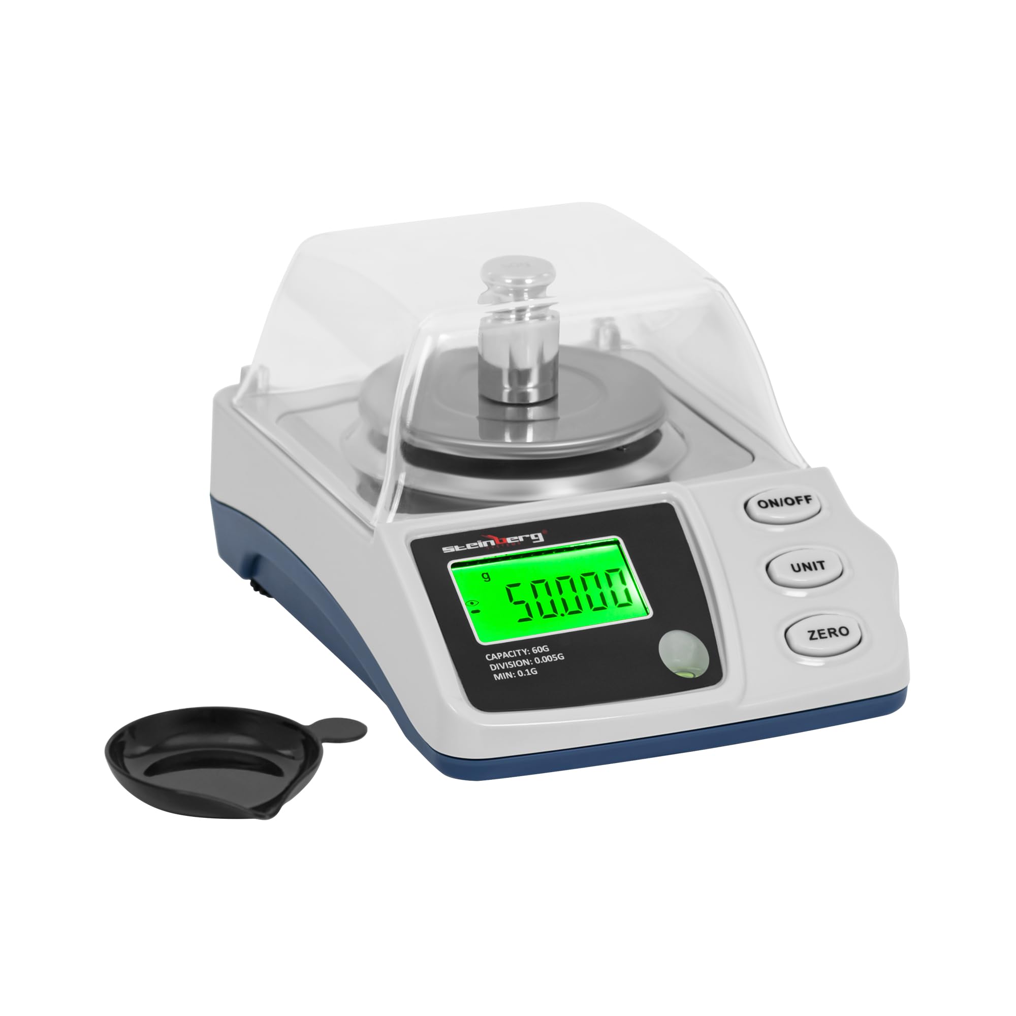 Steinberg Systems Balanza de Precisión Digital 0,1-60 g / 0,005 g con Diámetro de 68 mm y Protección Contra Viento Báscula de precisión Balanza digital Balanza de laboratorio