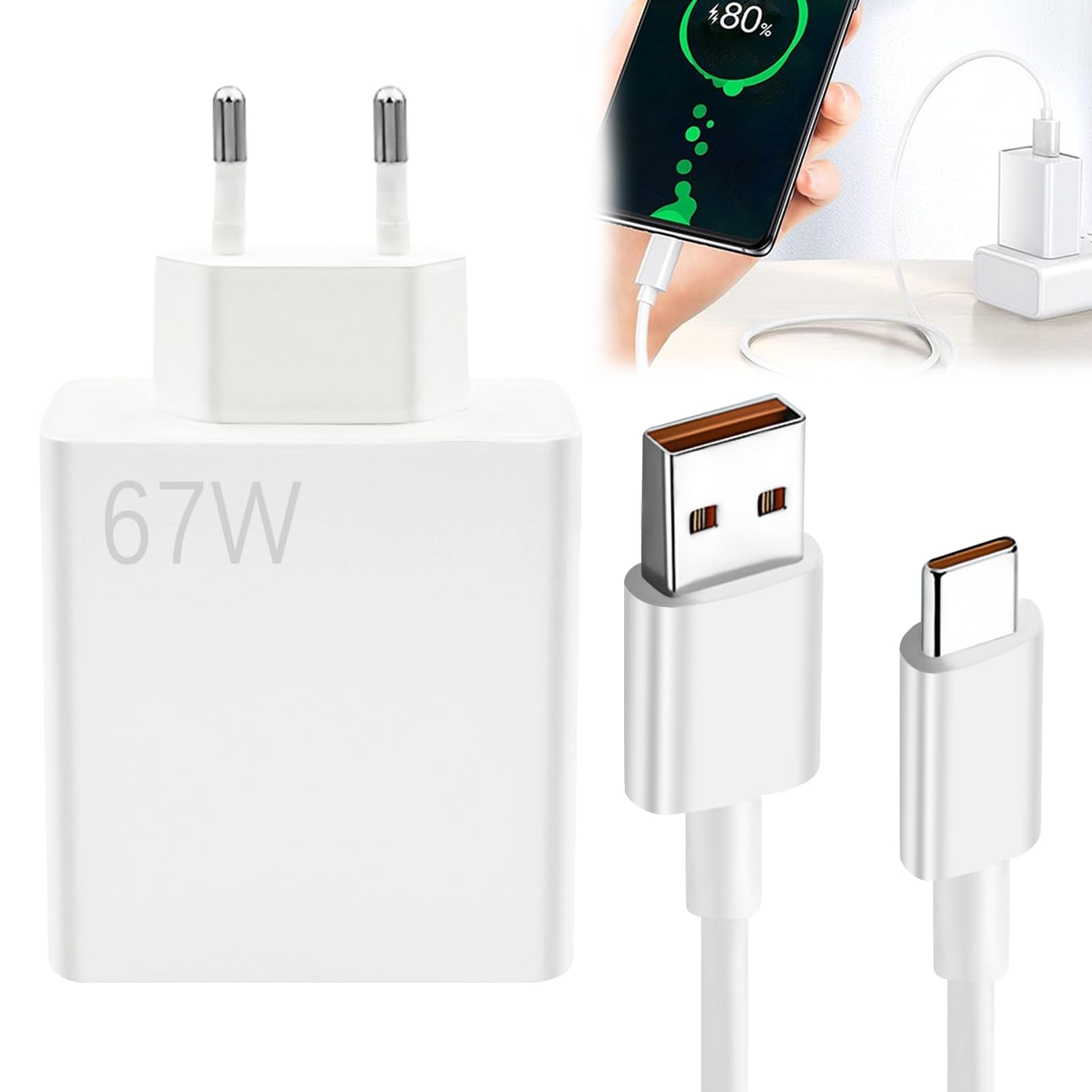 67 W TURBOCHARGE Caricabatterie per Xiaomi USB C Cavo di Ricarica Adattatore di Alimentazione per Xiaomi