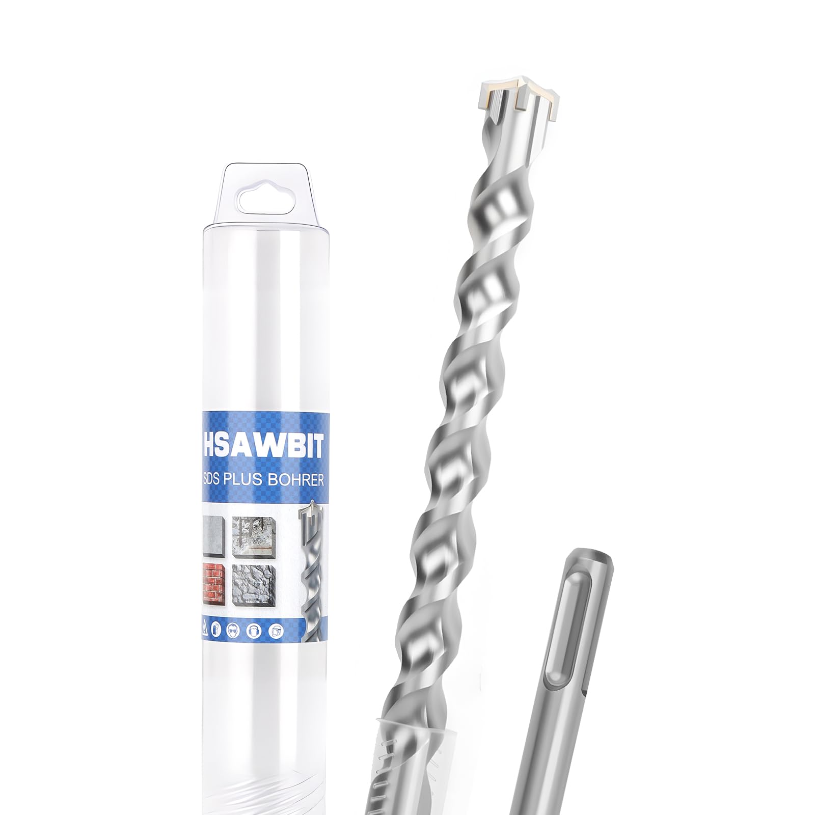 Broca SDS Plus de 28x800mm, broca para hormigón con 4 cortes, martillo perforador profesional para hormigón, mampostería, piedra, ladrillo - Ideal para acero y taladro de impacto