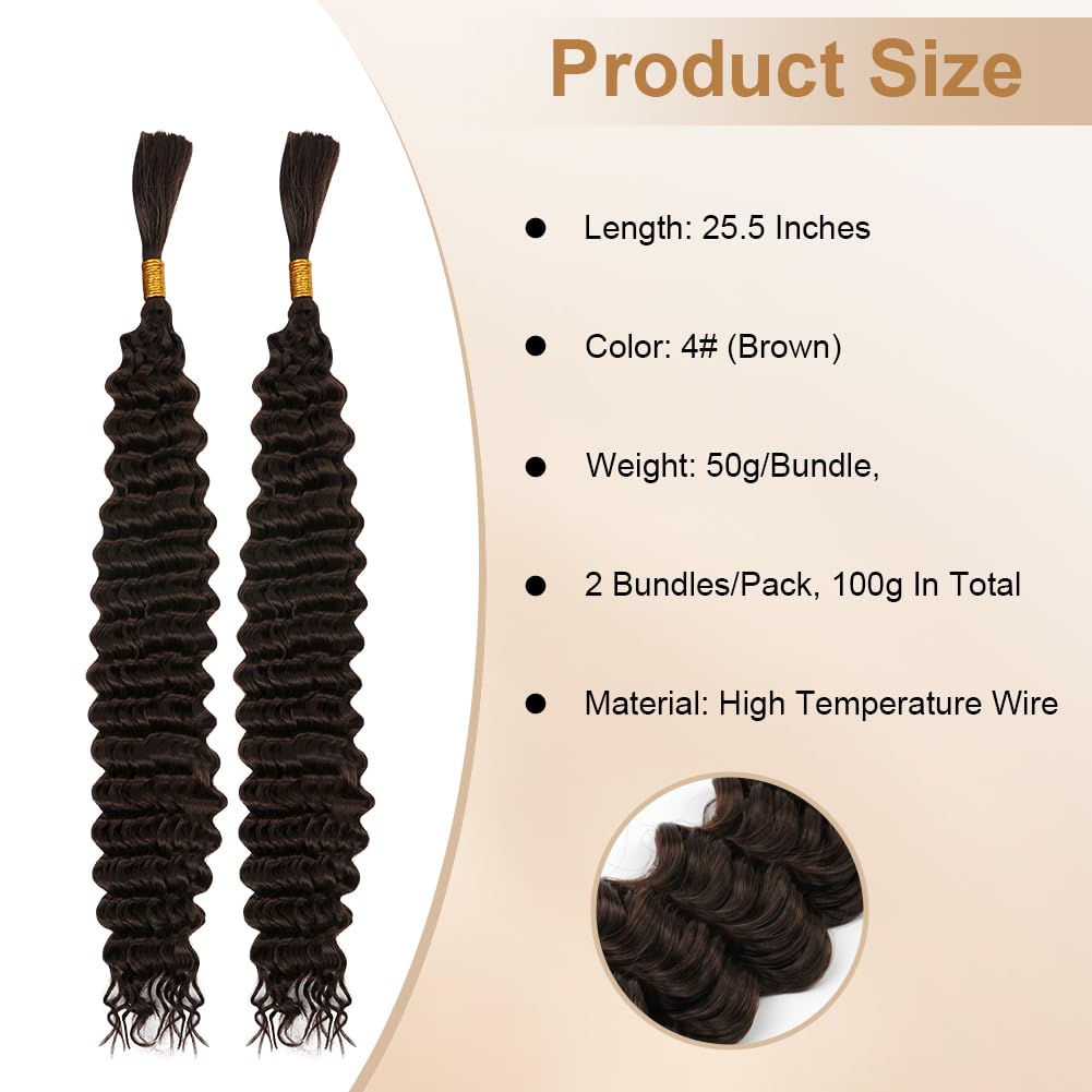 Aomig 24 Inch Boho Braids Human Hair Extensions, Curly Braiding Hair Ocean Wave Crochet Hair - Image 2