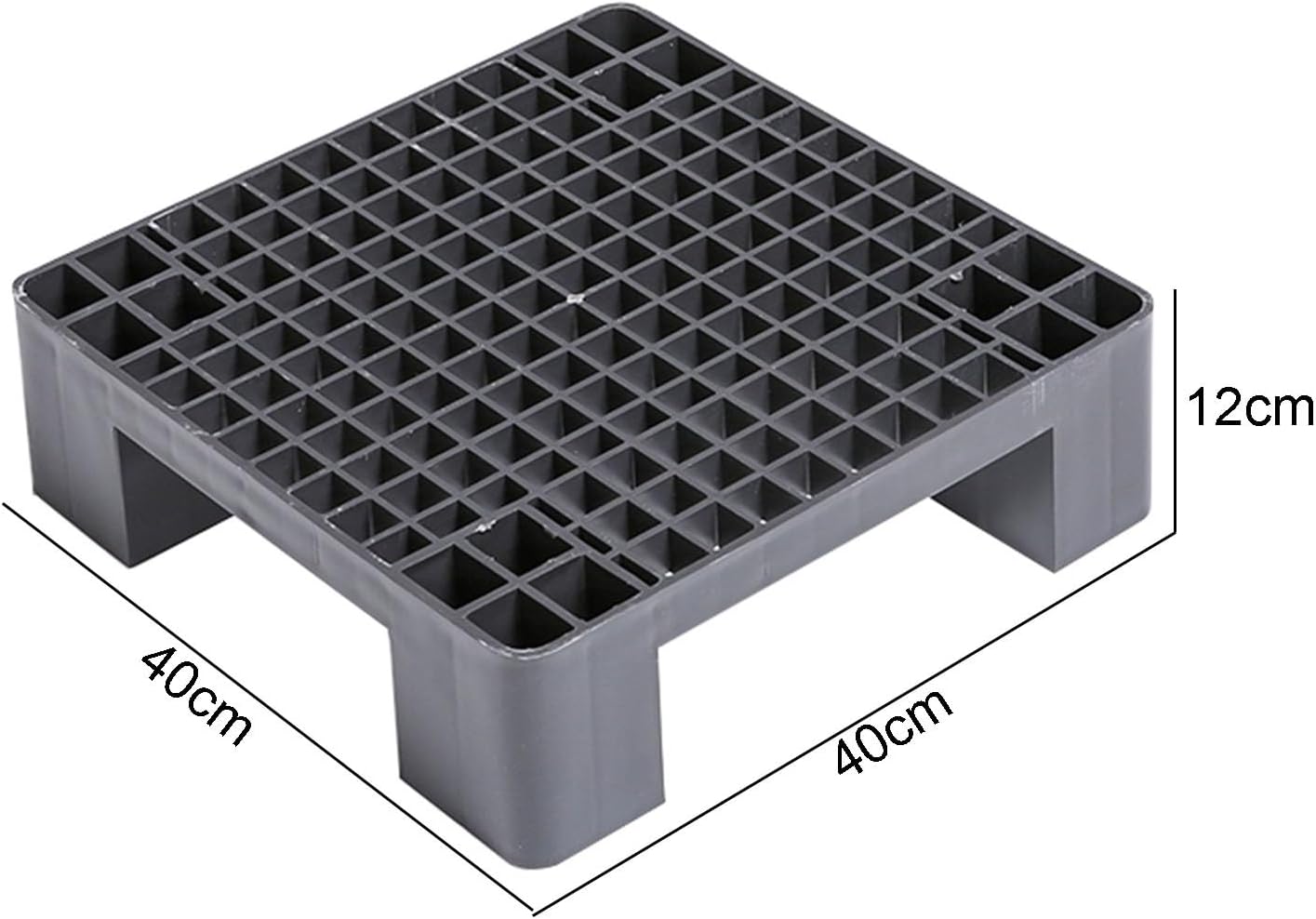 Plastic Pallet, Lightweight Pallet, Nestable Floor Pallets, Breathable Grid Lightweight Storage Pad for Kitchen Supermarket Garages Outdoor Closets(Gray,40x40x12cm-1PC)