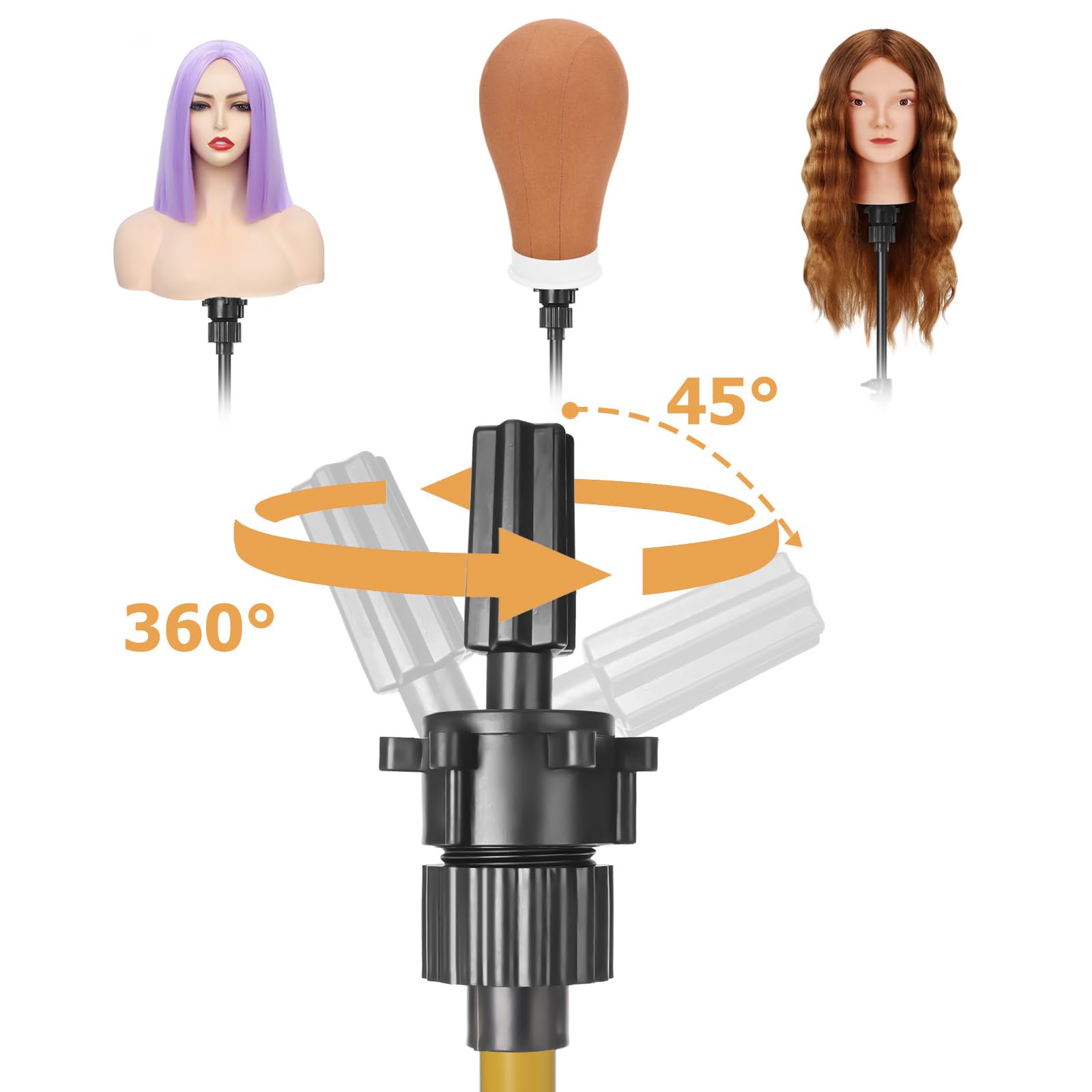 CASDUCT Wig Stand 63inch Adjustable Mannequin Head, Reinforced Metal Mannequin Head Stand for Cosmetology Hairdressing Training,Golden - Image 2