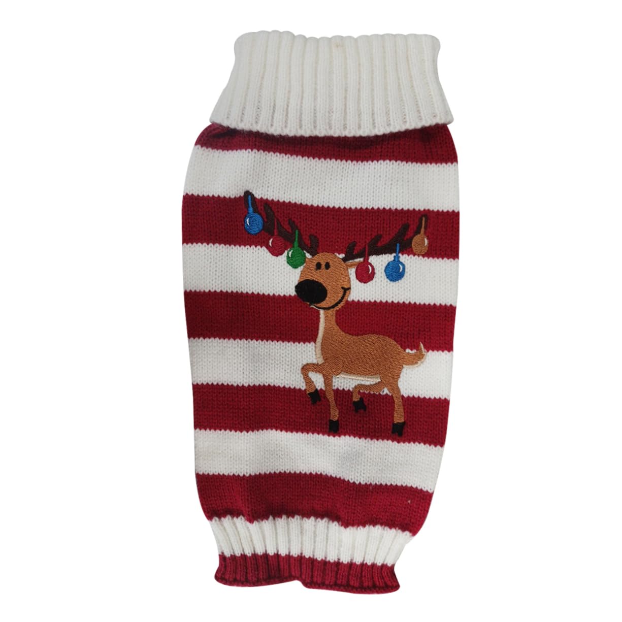 Levemolo Hundepullover mit Elchmuster für Haustiere Rot aus Acrylfasern Ärmellos Hält Warm Hundekleidung für Winterliche Weihnachtsfeier