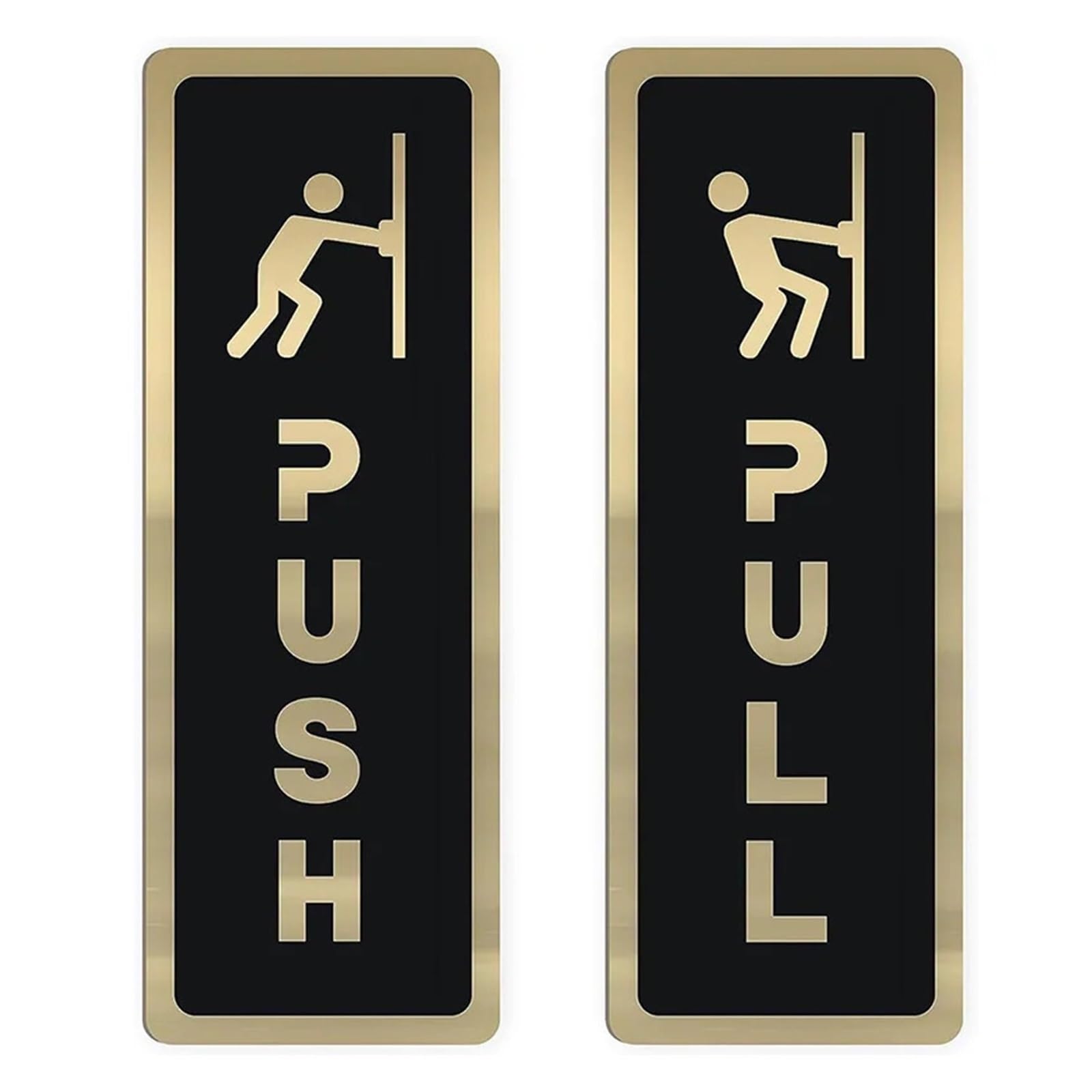Aluminum Sliding Door Sticker Hotel Restaurant Glass Push Word Pull Sign Reminder Signage Gate for Businesses,Bathroom, Cafe(BLACK1-PUSH Pull)
