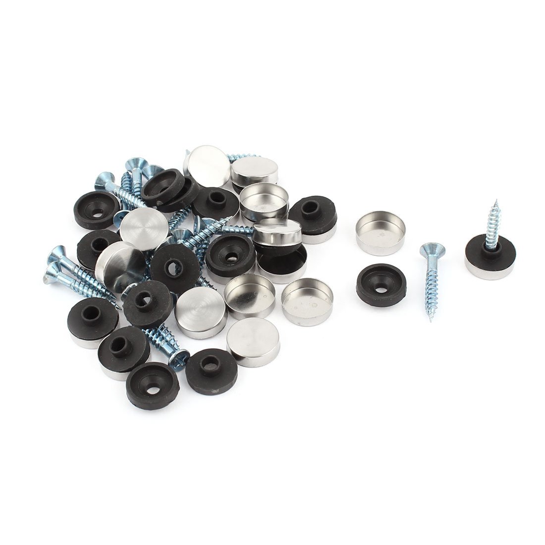 Aexit 20 Pcs Quality Parts Fitting Parts Stainless Steel 14mm Diameter Screw Cap Mirror Nails Model:58as84qo193