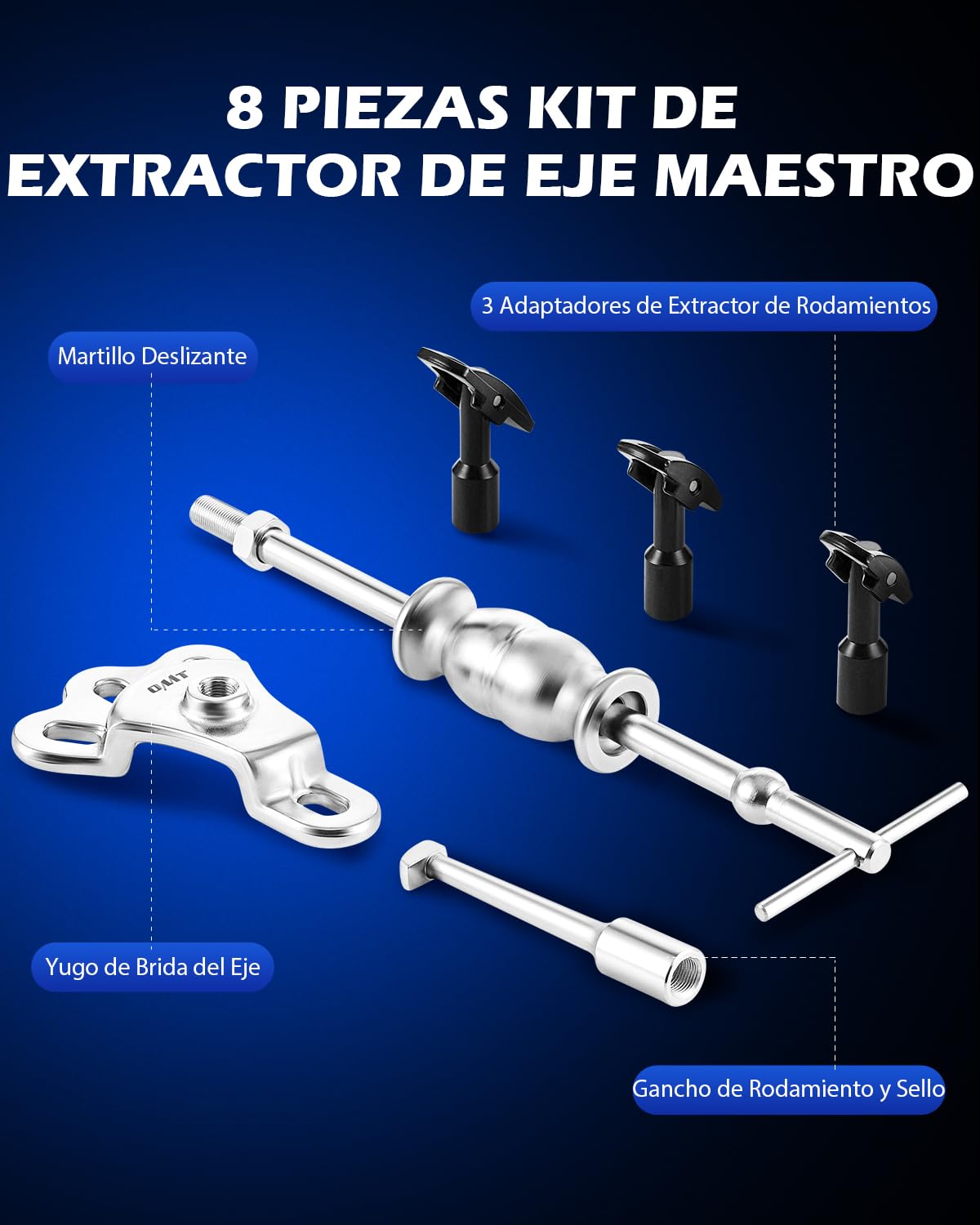 Orion Motor Tech Juego de Herramientas para Extractor de Cojinetes del Eje Trasero y Juego de Martillo Deslizante, Horquilla de Martillo Deslizante y 3 Adaptadores de Extractor de Eje Trasero