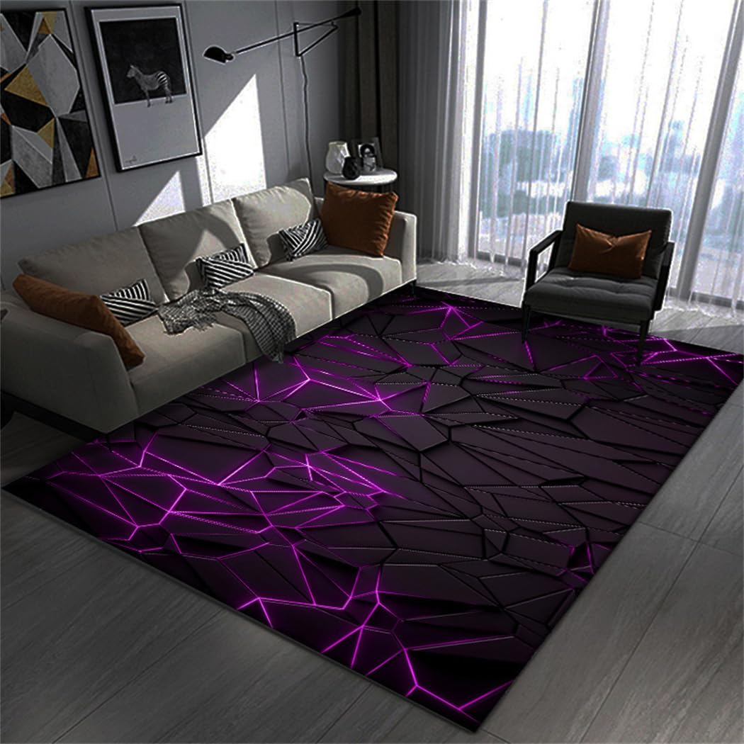 Decoration Balcon Appartement 200X300Cm Tapis Salon Moelleux 13 Meuble Cuisine Chambre Bebe Fille De Carre 3D Stéréo Vision Esports Décoration La Maison Noir Violet