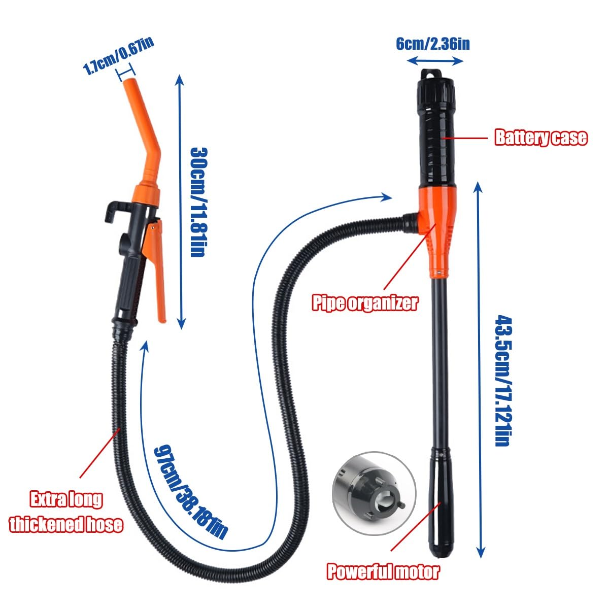 Pompe à batterie portable – Pompe à siphon électrique facile à utiliser pour le transfert de gaz, diesel et eau