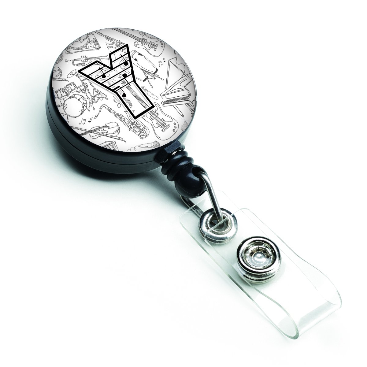 Caroline's Treasures CJ2007-YBR Letter Y Musical Note Letters Retractable Badge Reel for Nurses ID Badge Holder with Clip Retractable Employee Badge Holder, Belt Clip, Multicolor