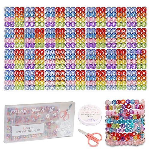 FZIIVQU 1450 Pieces Letter Beads, 28 Styles Acrylic 4x7mm Round Beads Kits