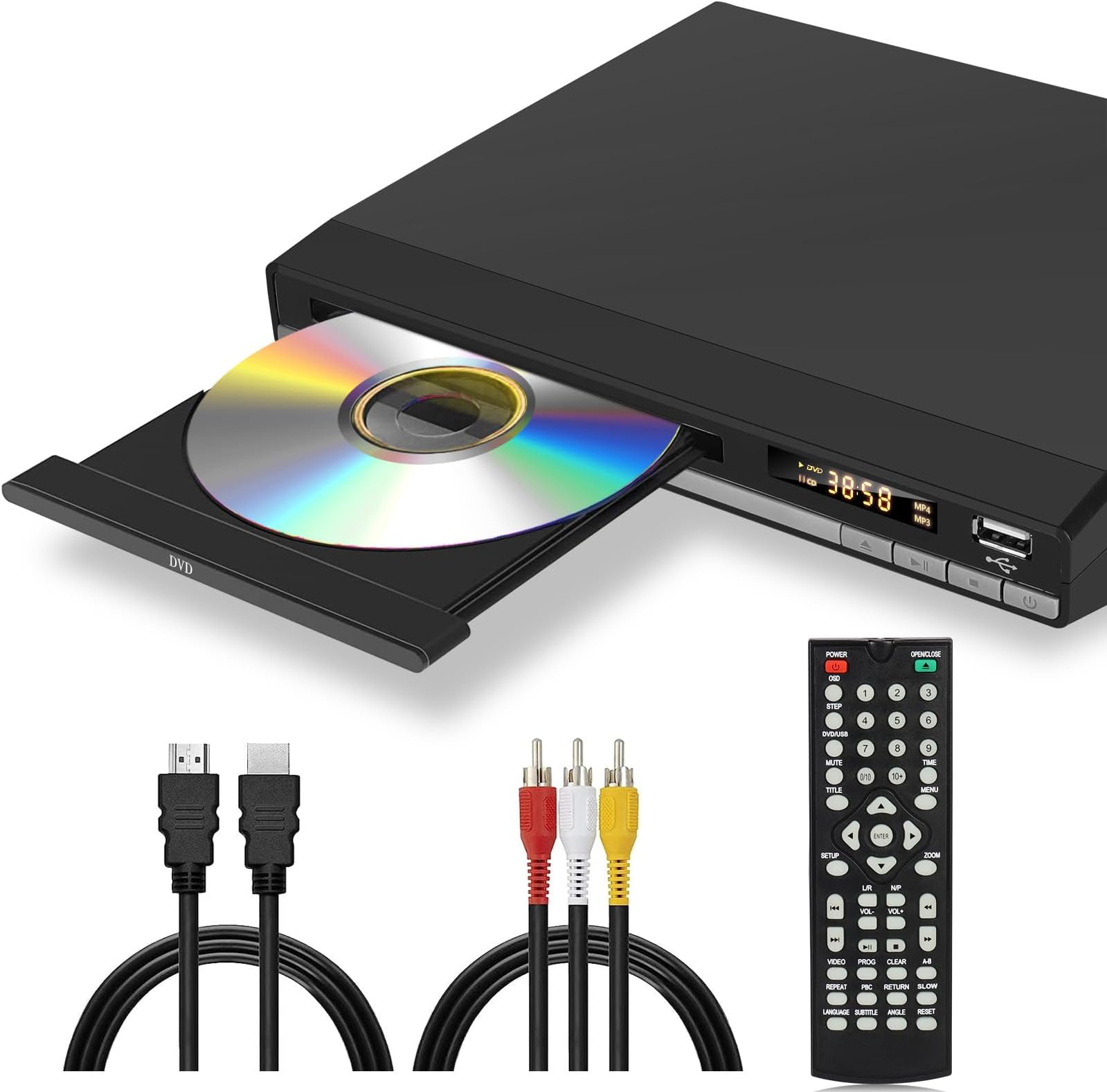 VATI DVD-Player für Smart-TV, unterstützt 1080P Full HD mit HDMI-Kabel ...