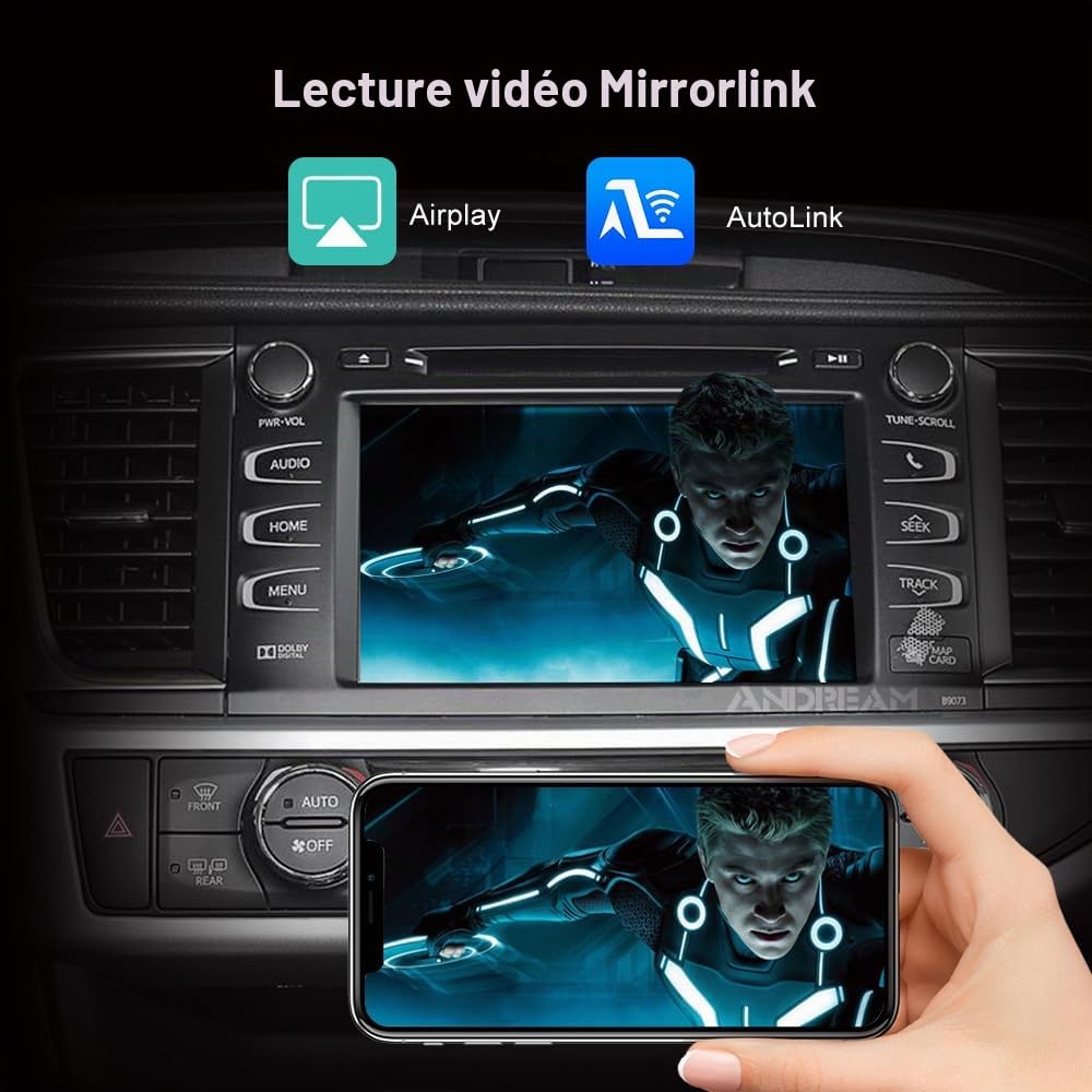 Kit Andream de mise à niveau CarPlay et Android sans fil pour Toyota Touch 2 - Compatible CH-R, Avalon, Corolla, Camry, Yaris, Auris, RAV4, Highlander Entune 2.0 2014-2019