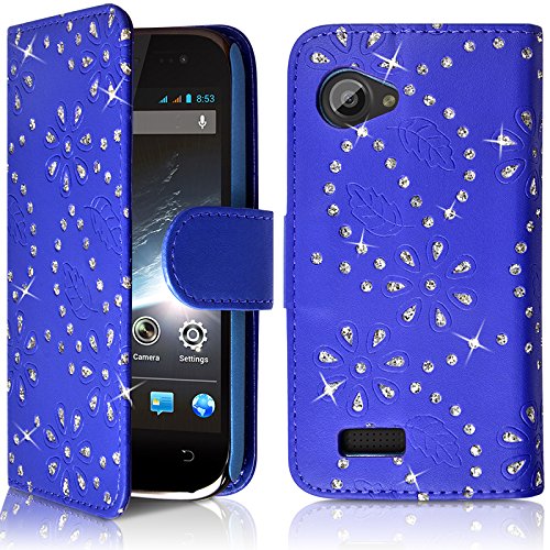 Seluxion - Housse Coque Etui Portefeuille Fonction Support Style Diamant Couleur Bleu pour Wiko Cink Slim/Slim 2