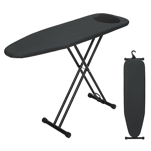 Ironing Board Full Size 54x14, RAINHOL Heavy Duty Iron Board with Thick Padded Cover, Height Adjustable Ironing Boards with Smart Hanger, Heat-Resistant Silicone Pad Iron Rest