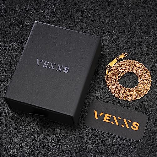 VEXXS Goldkette, 18 Karat Vergoldet 3/5mm Edelstahl Kette, Goldkette für Herren und Damen, Schmuck Geschenk, 46-66cm – Bild 7