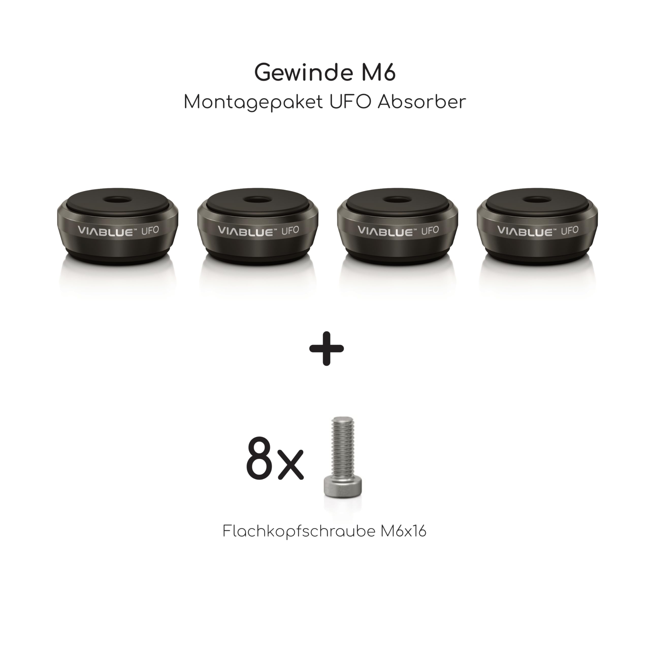 VIABLUE UFO Absorber * Ø 3,5 cm * Shock-, Resonanz,- Schwingungsdämpfer für Lautsprecher, Subwoofer und vibrierende Geräte * schwarz * Set 4 Stück