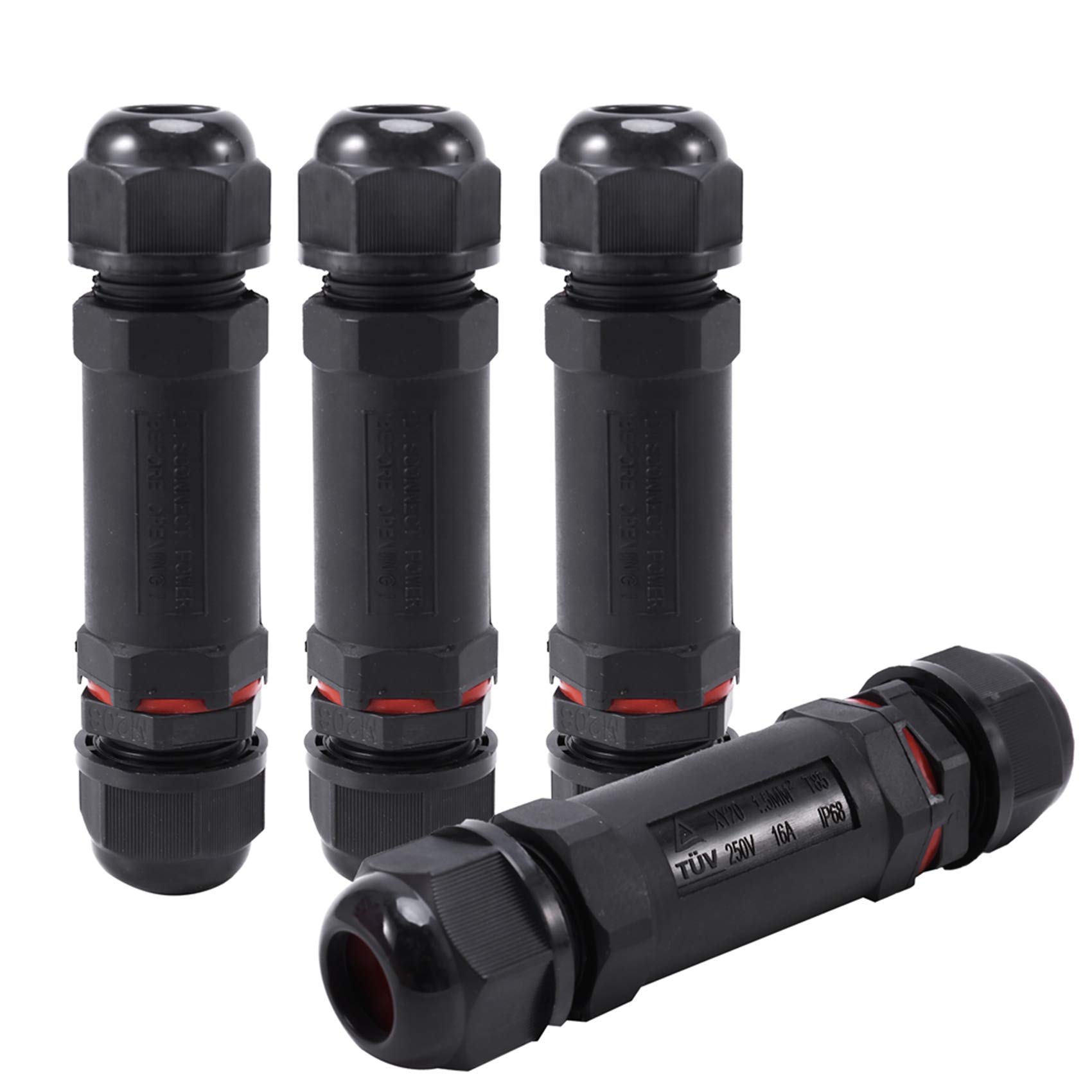 Tiamu Waterproof Junction Box Outdoor Cable Connector - 4-Pack IP68 Connector External Sleeve Couple