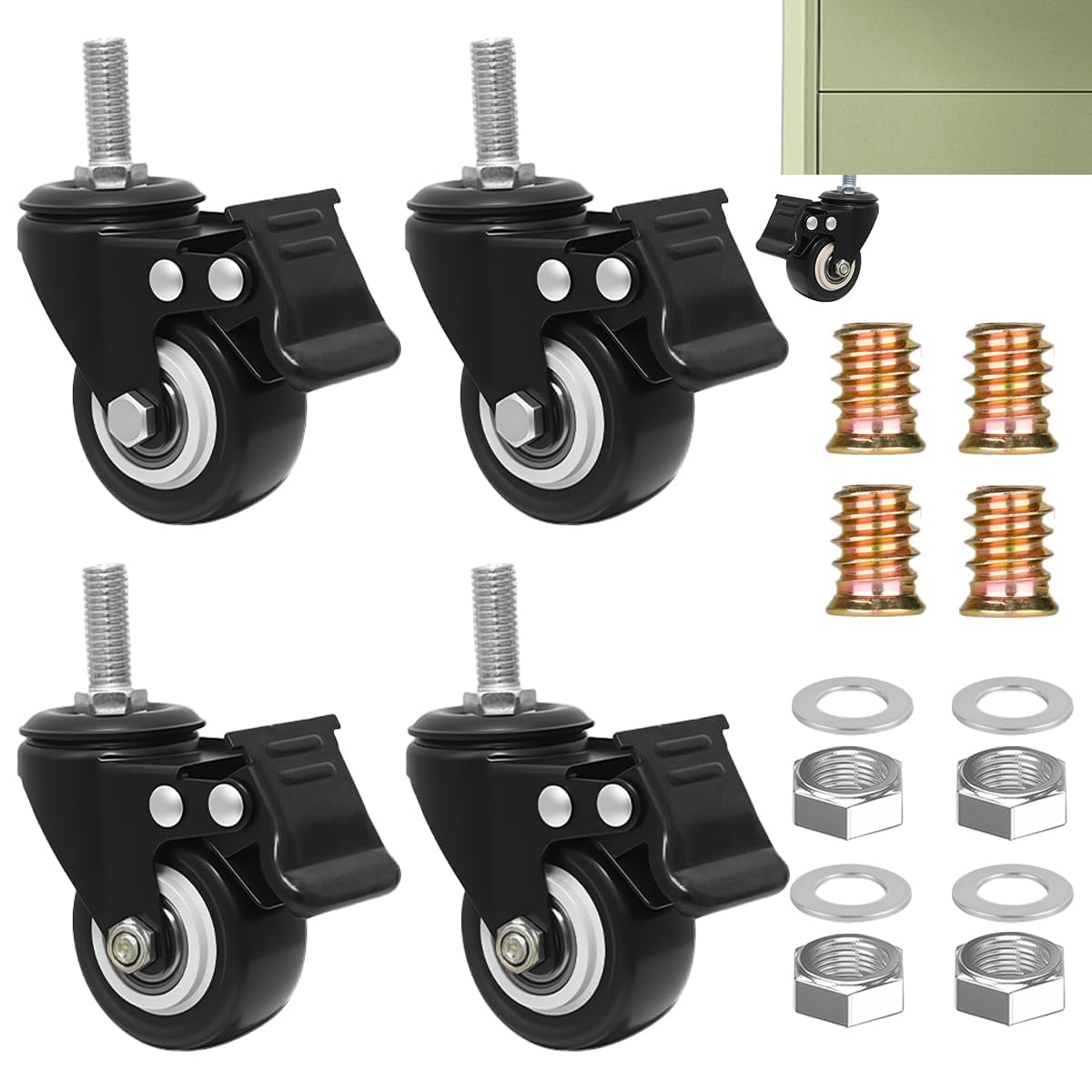 Castor Wheels Set of 4 M10 x 25 mm Screw Stem Castors for Furniture