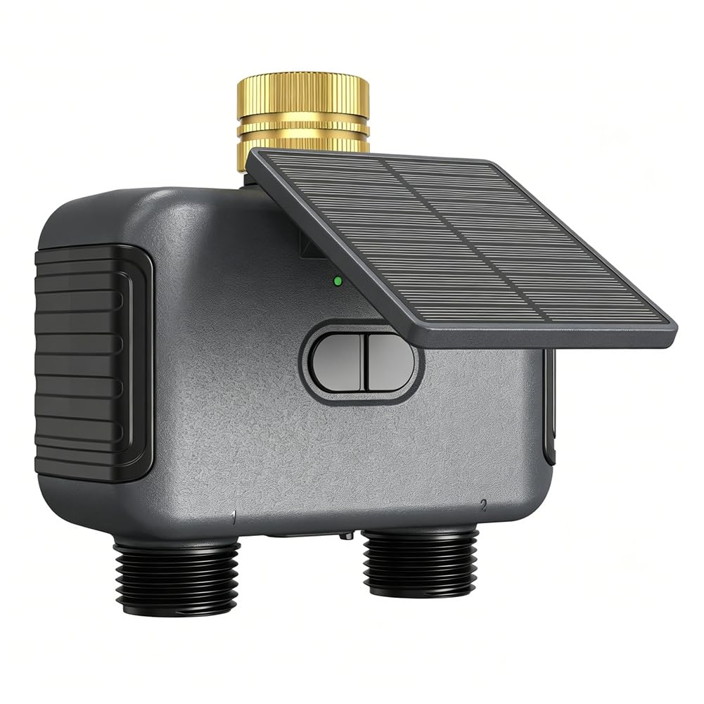 Jnchdghwa 2.4GHz Wifi Solar 2 Zone Programmable Timer Smart Timed Irrigation Controller IP55 Waterproof