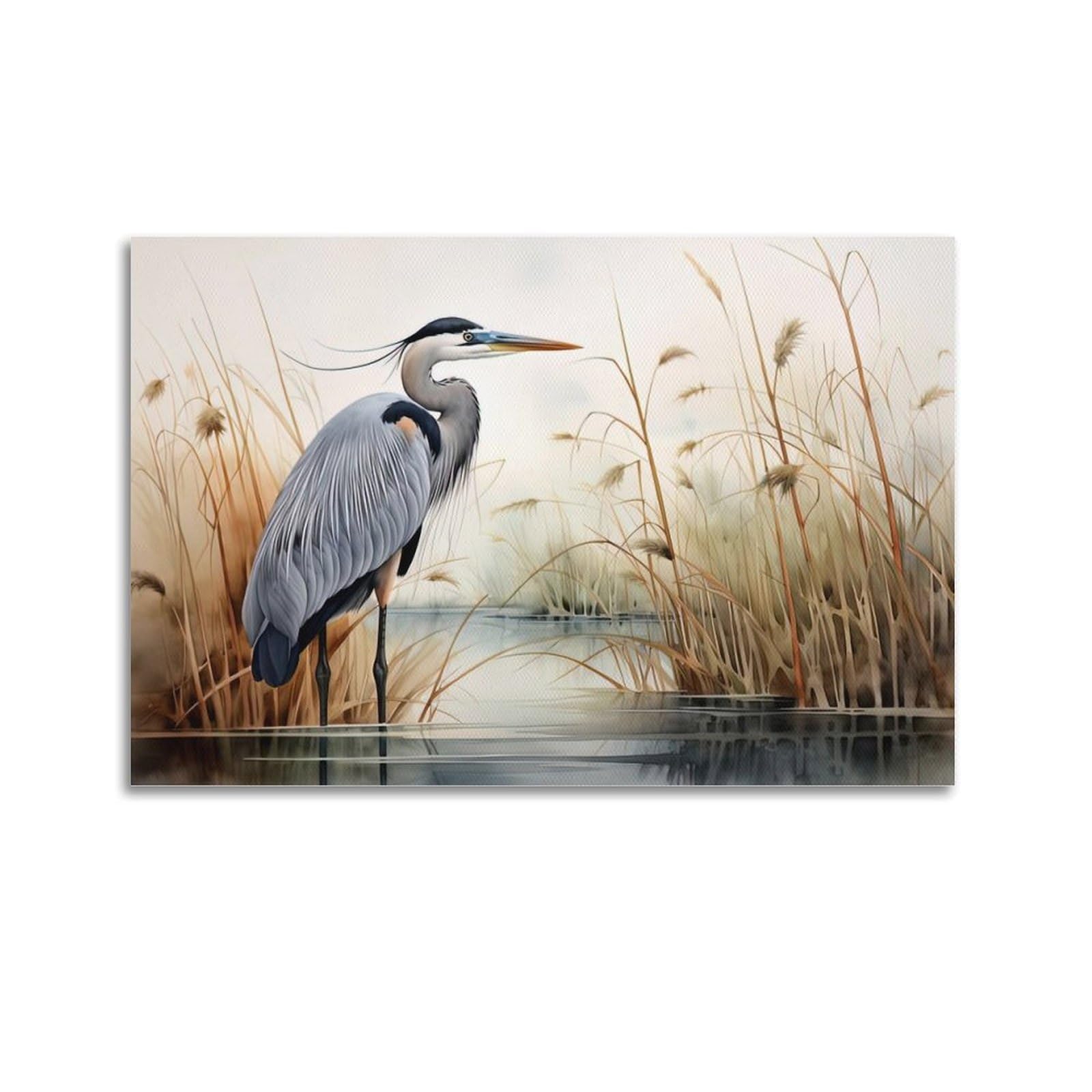 ZSZWHJ Animal Artwork Poster Egret by The River Poster Decorative Painting Canvas Wall Posters And Art Picture Print Modern Family Bedroom Decor Posters 24x36inch(60x90cm)